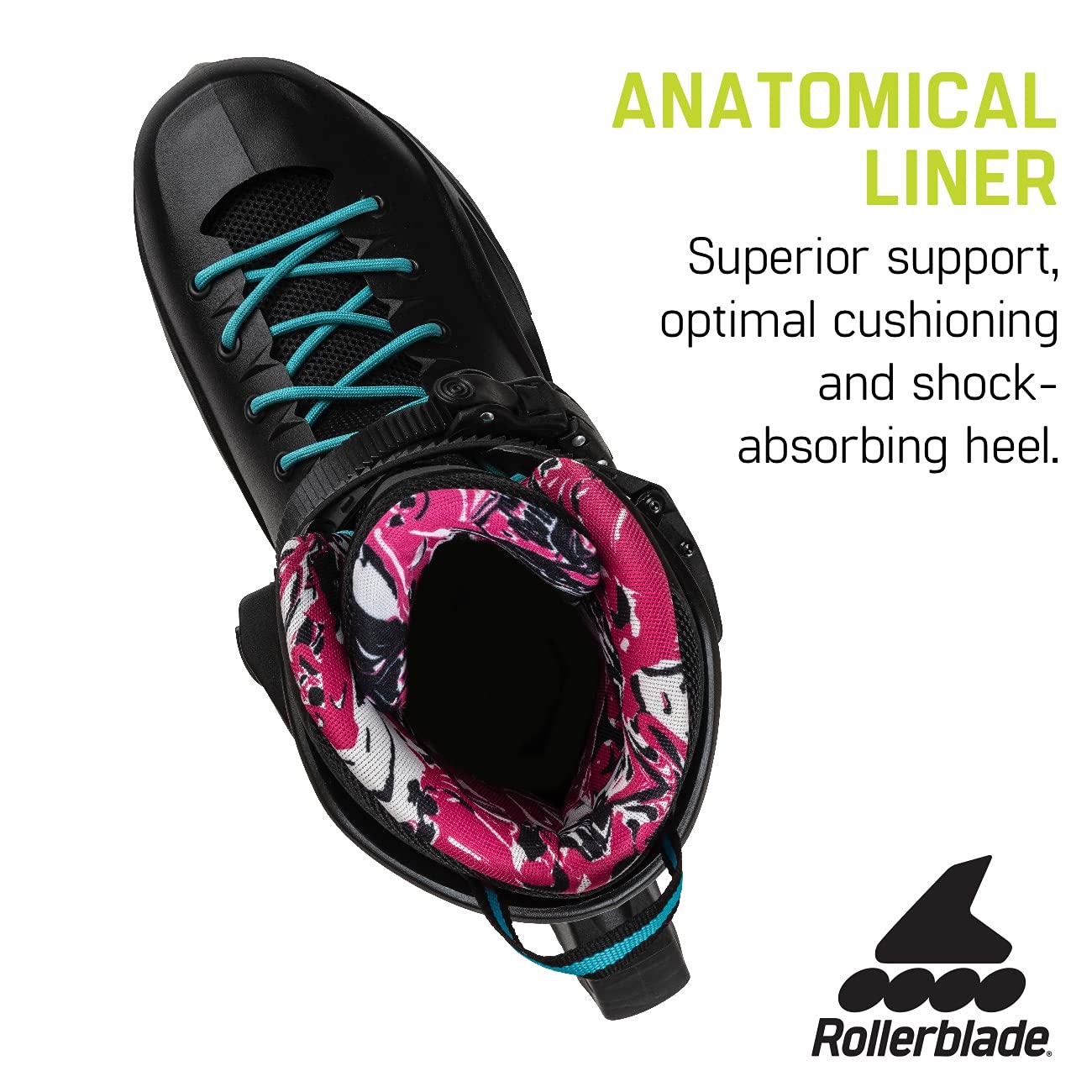 Rollerblade RB Cruiser Women's Adult Fitness Inline Skates - Black/Aqua - Urban Performance Skating for Women - Perfect for Outdoor Exercise, Fitness Training & City Commuting