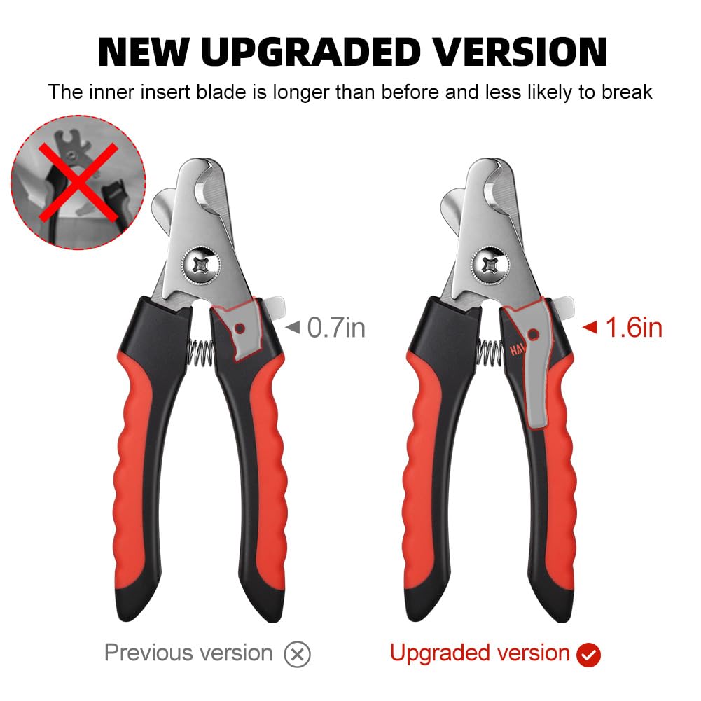 Professional Dog Nail Clippers & Trimmers with Safety Guard - Pet Grooming Kit for Medium & Large Dogs & Cats - Includes Nail File & Razor (Red) - Perfect for At-Home Pet Grooming & Nail Care