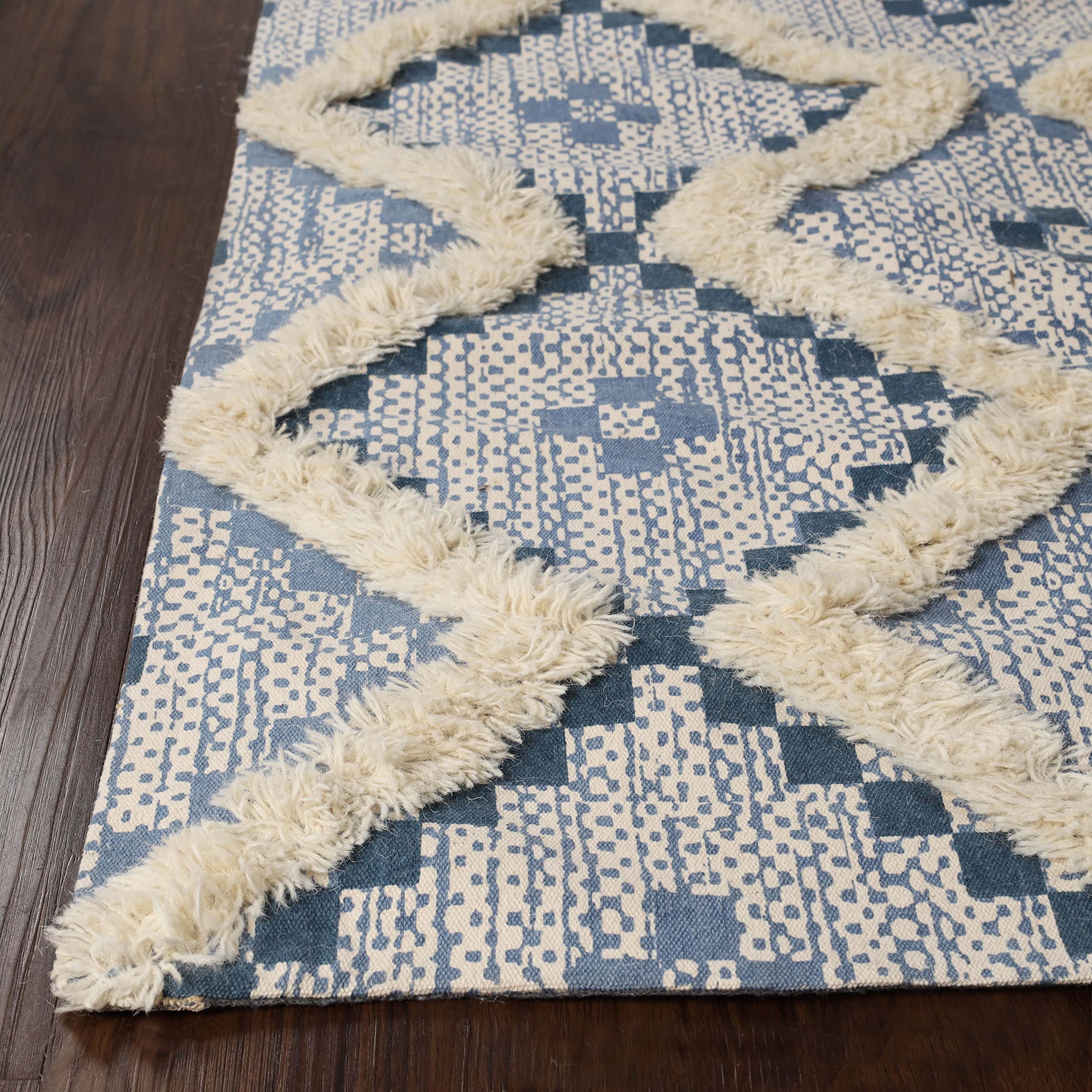 Premium Hand-Tufted Indoor Area Rug - 6' x 9' Modern Printed Carpet for Bedroom & Living Room Decor | Cerulean-Dark Denim Design | Soft & Durable Floor Mat for Home Aesthetic, Cozy Spaces & Interior Design Projects