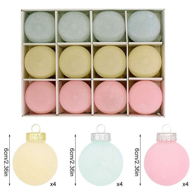 12-Piece Velvet Christmas Ornament Set - Classic Blue, Pink & Yellow Holiday Baubles for Tree Decor (6cm) | Elegant Xmas Party, Home & Office Decoration
