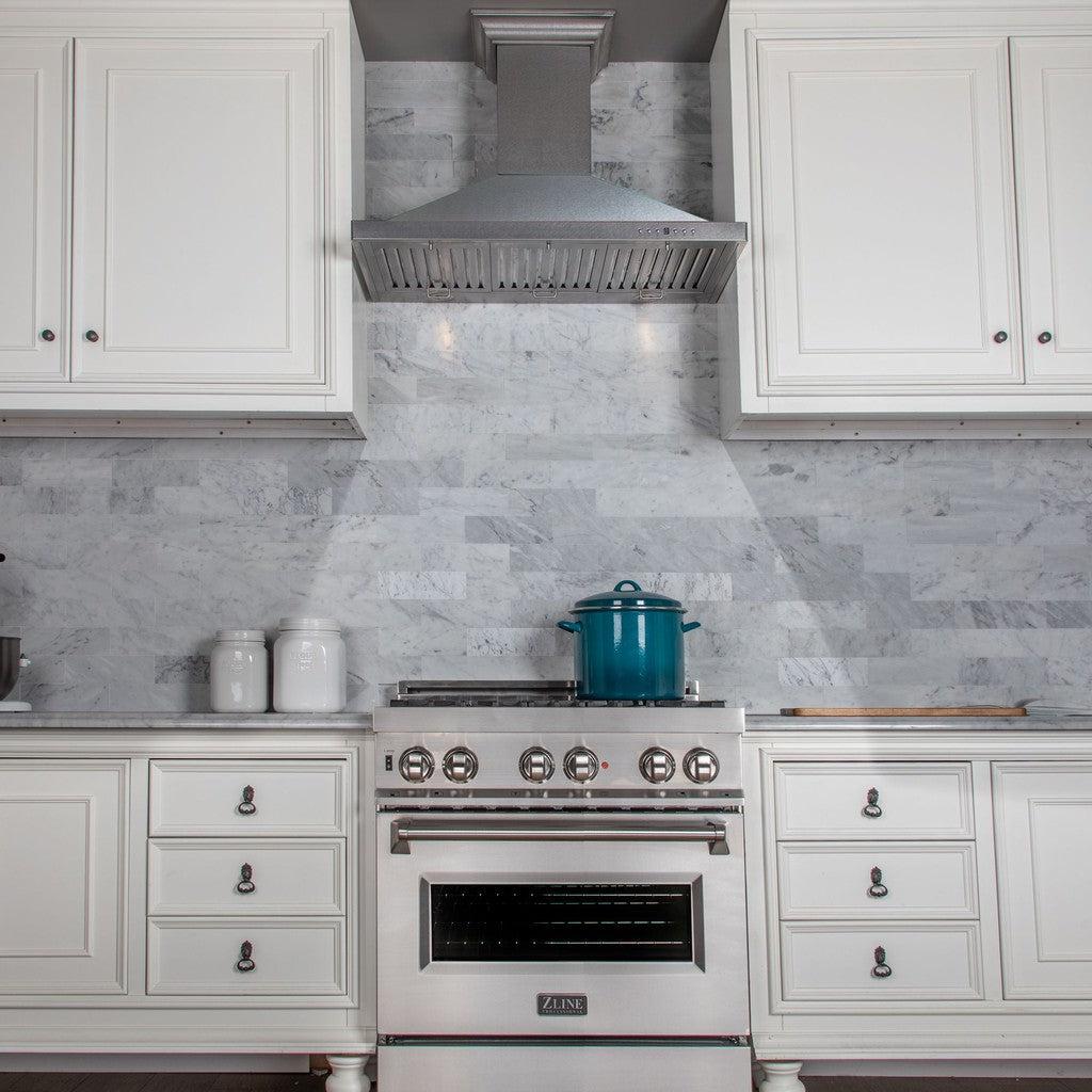 ZLINE 8KBS Designer Series Satin Stainless Steel Convertible Range Hood - Wall Mount Ventilation for Kitchen with Multiple Size Options | Perfect for Modern Home Cooking & Professional Chef Use
