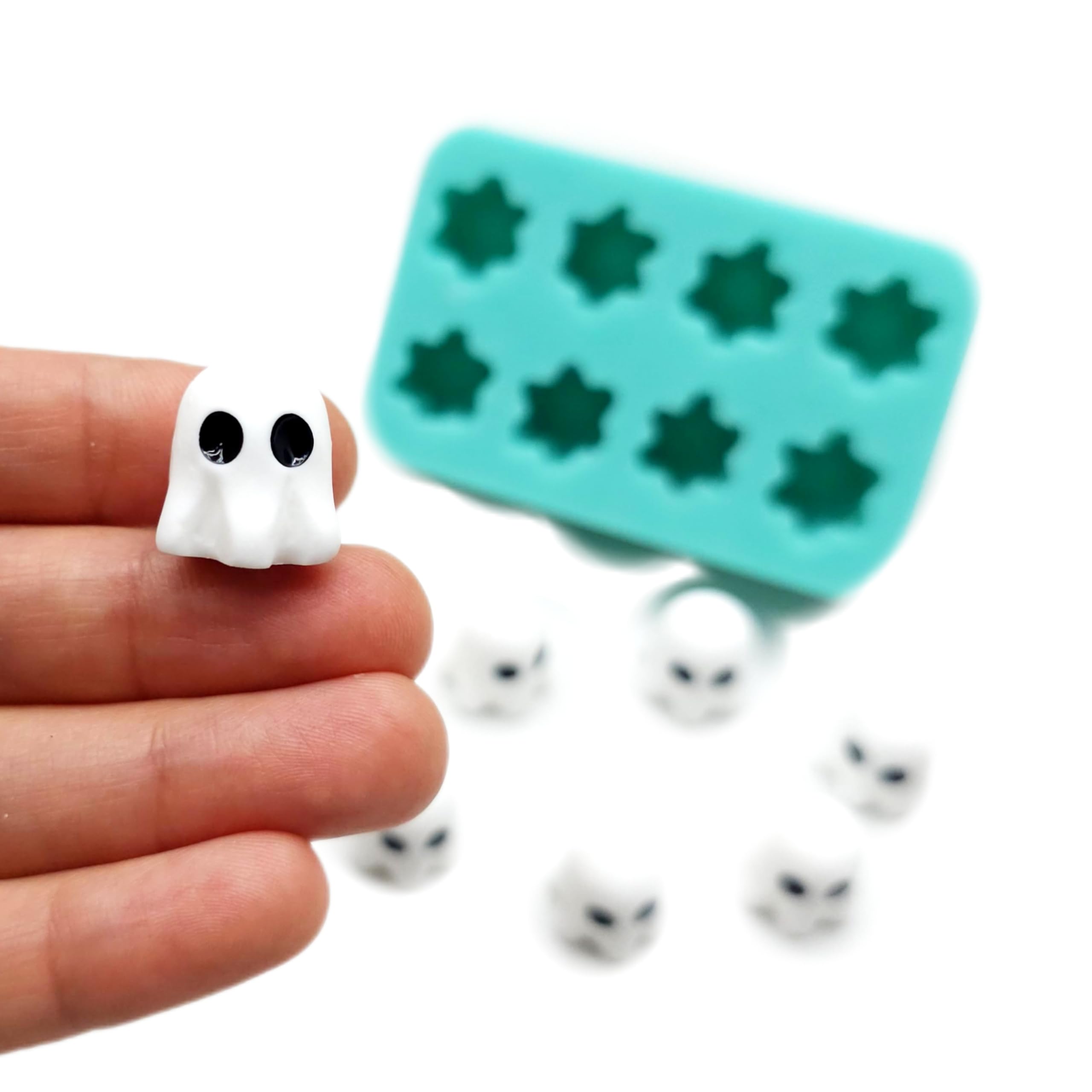 Miniature Ghost Silicone Mold for Halloween Candles, Jewelry Making, and Soap Embeds - Perfect for DIY Crafts, Spooky Decor, and Holiday Gifts