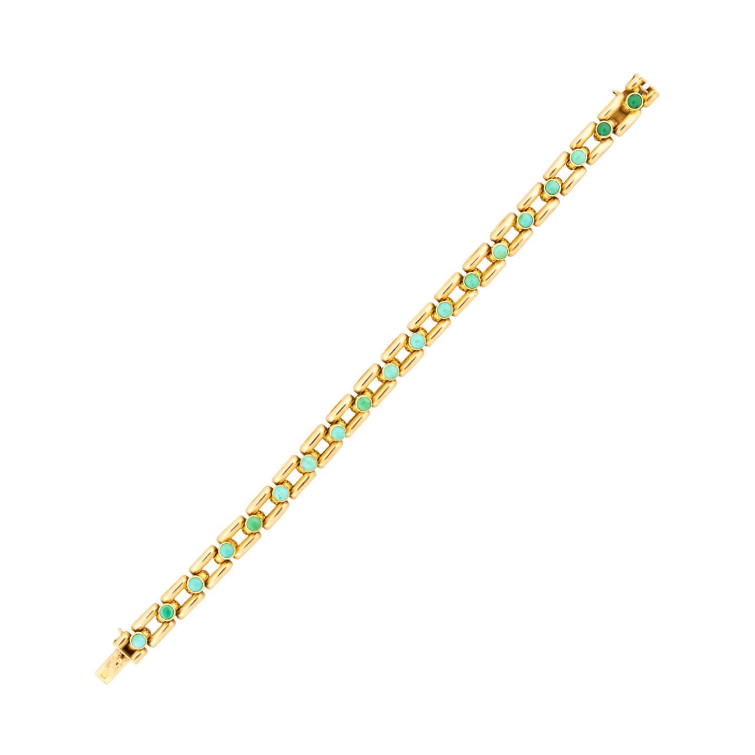 Victorian Style 15k Gold Plated Turquoise Line Bracelet for Women - Elegant Jewelry Gift for Birthday, Anniversary & Special Occasions