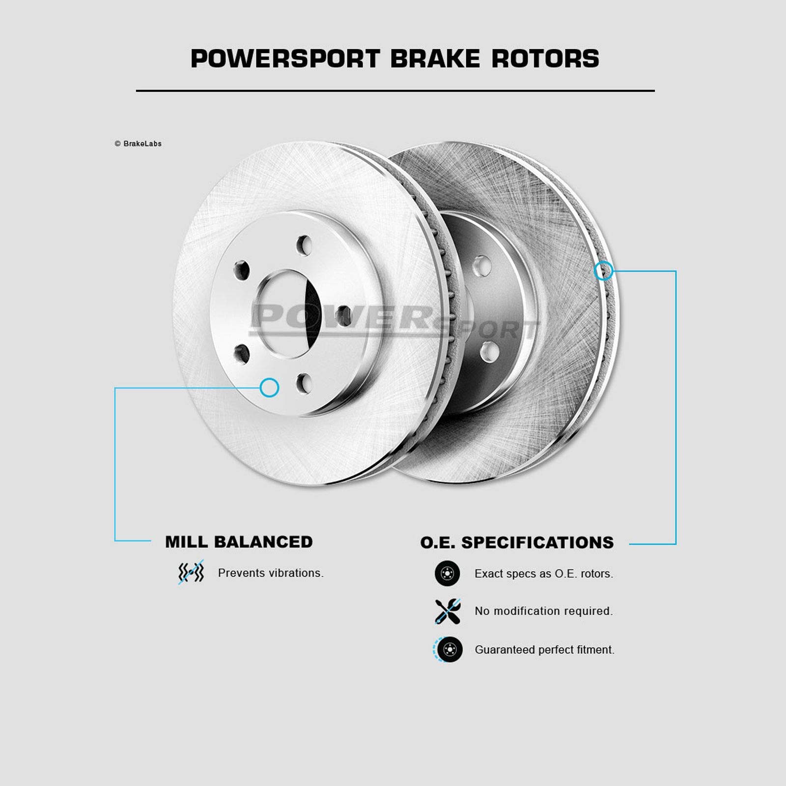 PowerSport Premium Ceramic Front Brake Pads and Rotors Kit - Compatible with 1990-1992 Toyota Land Cruiser | High-Performance Braking System for Off-Road Adventures & Daily Commuting