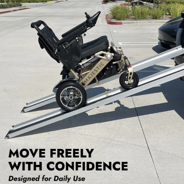 GO Ramp Portable 7 FT Telescopic Ramp for Wheelchairs, Scooters & Mobility Devices | Lightweight Aluminum Folding Ramp by GomfyGo | Perfect for Home, Vehicles & Outdoor Use
