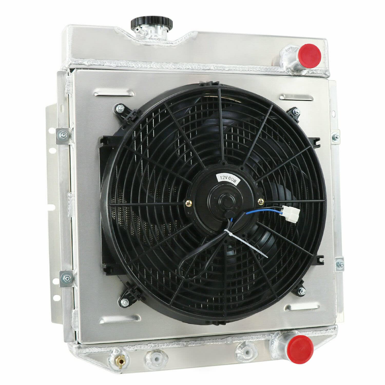 ALLOYWORKS 3 Row Aluminum Radiator with Shroud Fan & Relay Kit for 1964-1966 Ford Mustang | 1963-1965 Falcon Comet | AT/MT V8 Engines | High-Performance Cooling Upgrade for Classic Car Restoration & Hot Rod Builds