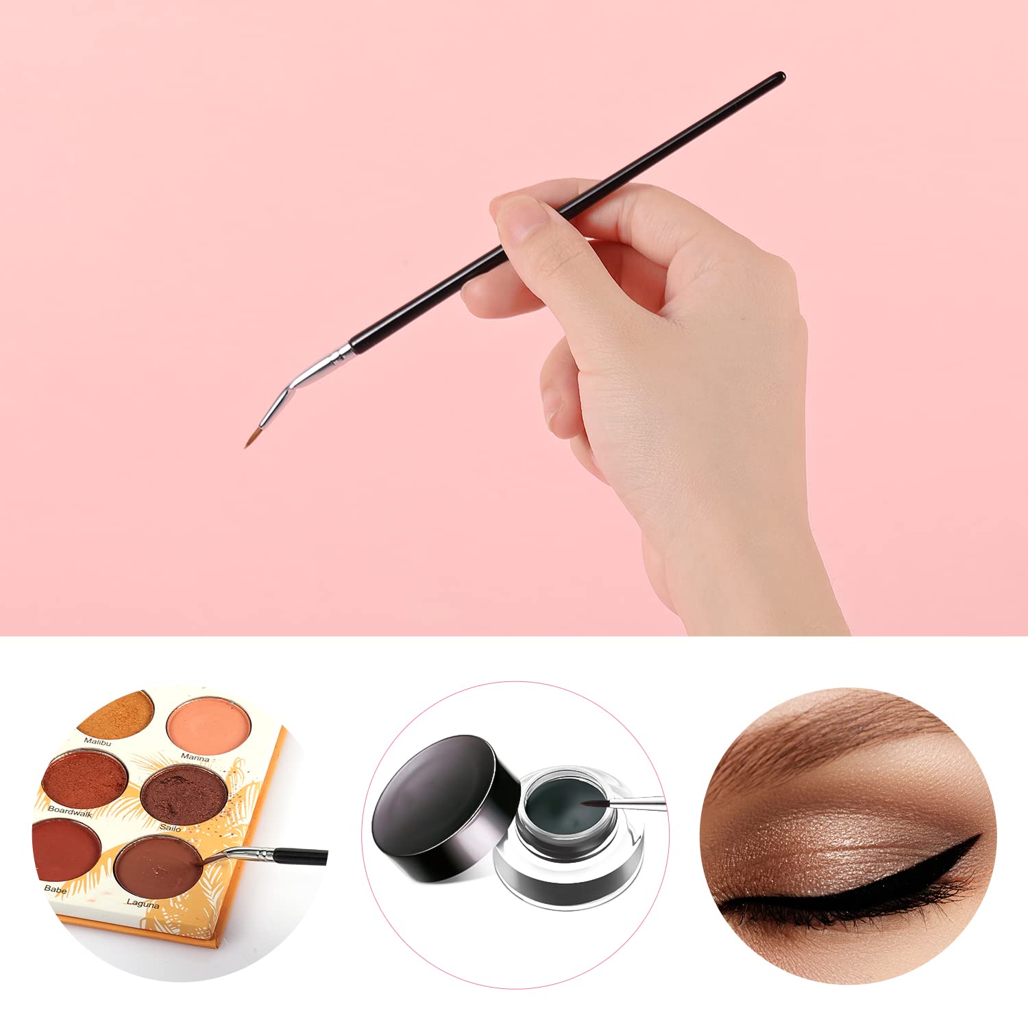 6pcs Angled Eyeliner Brush Set for Eyebrows & Makeup - Salon & Home Use