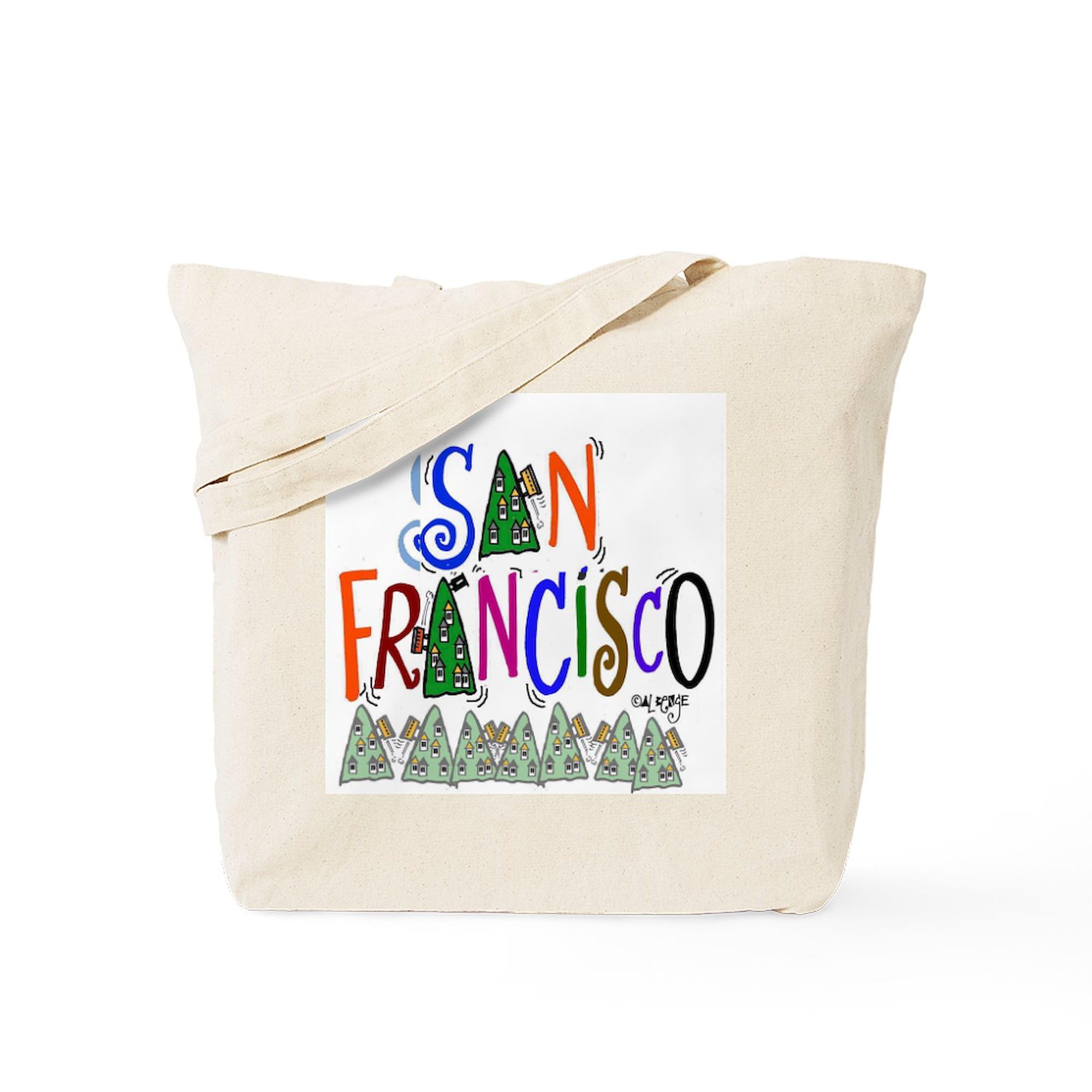 San Francisco Gift Tote Bag - Natural Canvas Reusable Shopping Bag with City Design | Eco-Friendly Grocery Bag for Travel, Beach & Daily Use