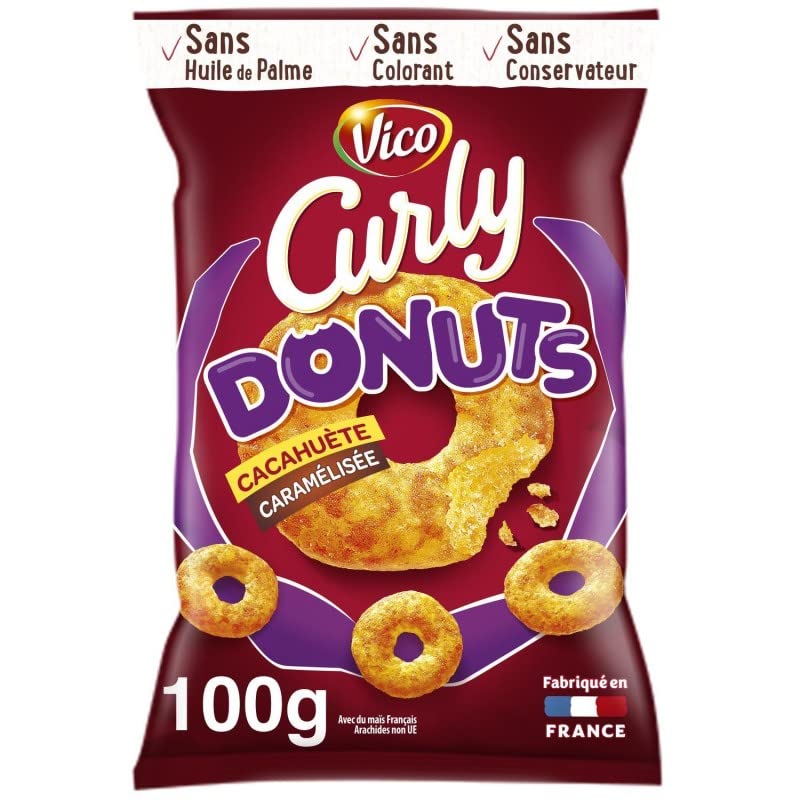 VICO - Crunchy Peanut Curly Donuts 100G (Pack of 4) - Perfect for Snacking, Parties & Gifts - Bulk Pack of Delicious Peanut Treats