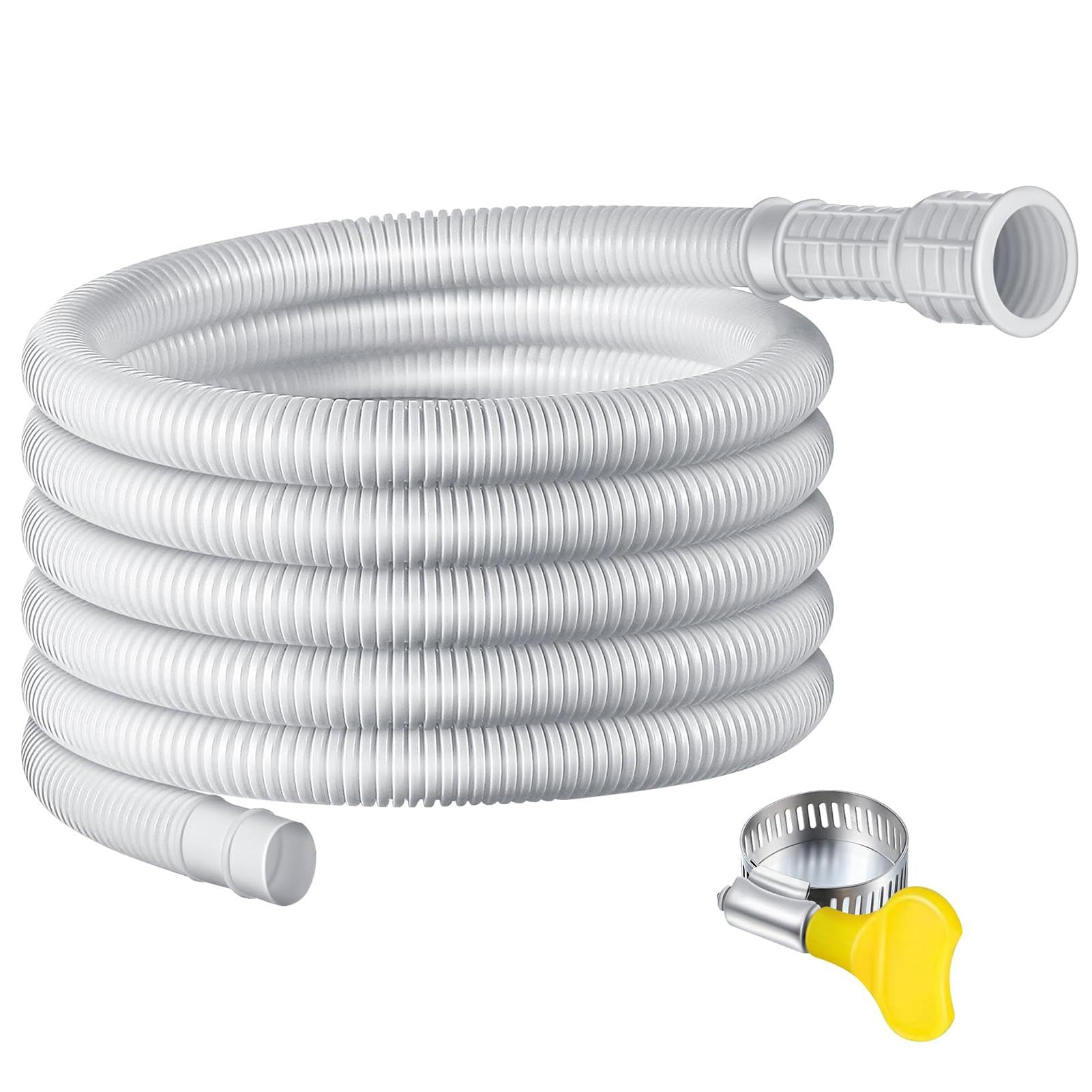 13FT Portable Air Conditioner Drain Hose Kit - 3/5 Inch Leakproof AC Drainage Pipe with Adjustable Rubber Adapter & Clamp - Replacement Hose for Portable AC Units & Dehumidifiers - Perfect for Home, Office, and RV Cooling Systems