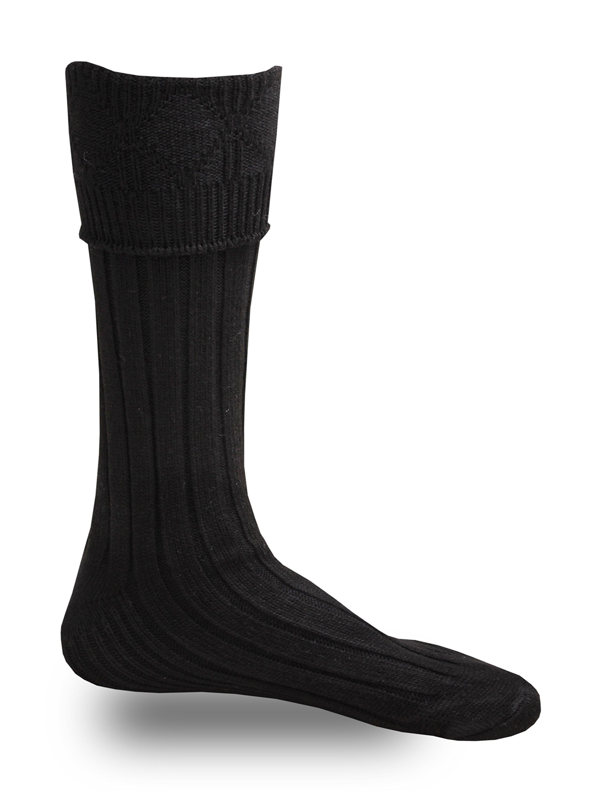 Men's Scottish Highland Wear Kilt Socks - Traditional Tartan Hose for Bagpipes & Celtic Events (Black, Sizes S/M/L/XL) - Perfect for Weddings, Renaissance Fairs & Highland Games