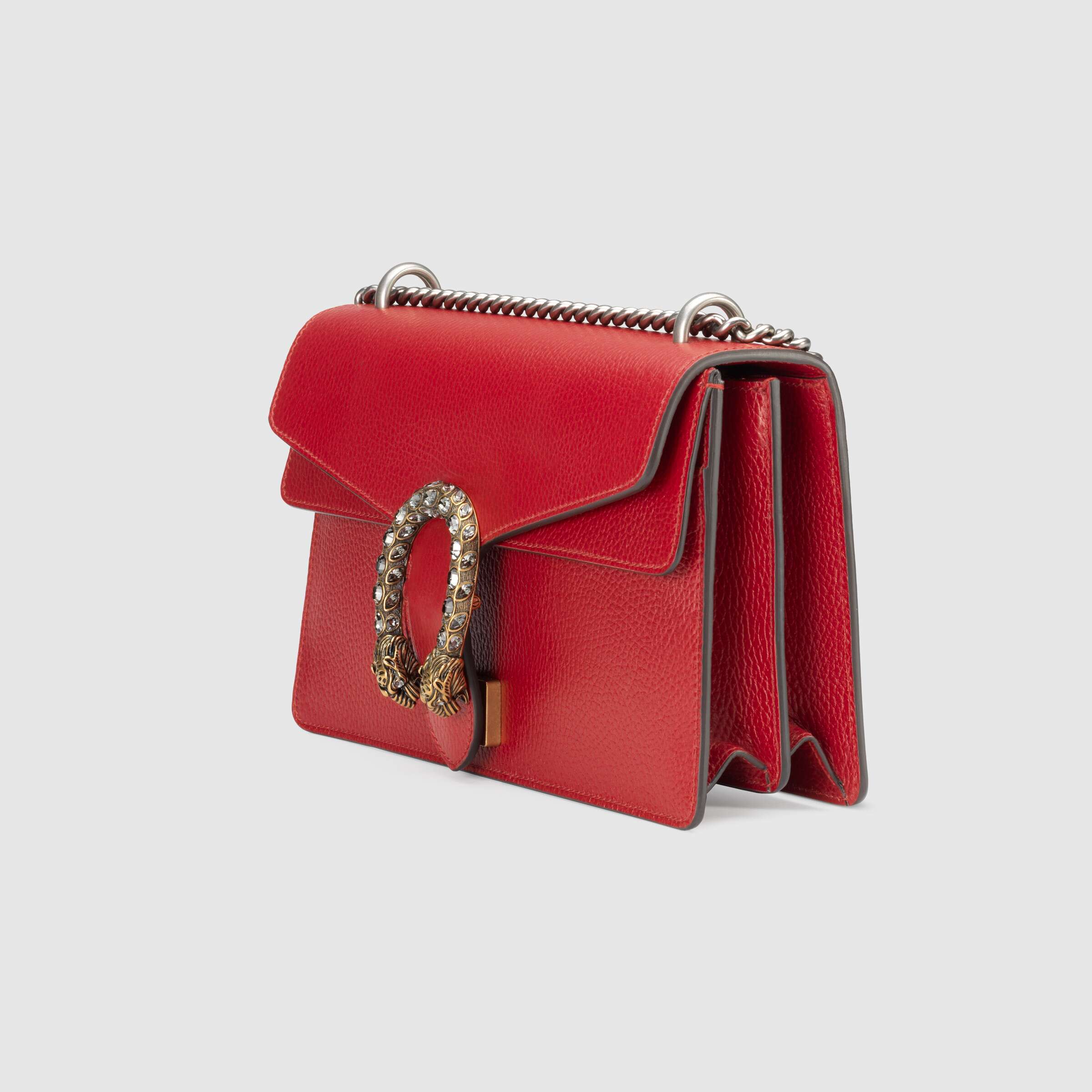 Gucci Dionysus Small Shoulder Bag in Hibiscus Red Leather - Luxury Crossbody Purse for Women, Perfect for Date Night & Evening Events