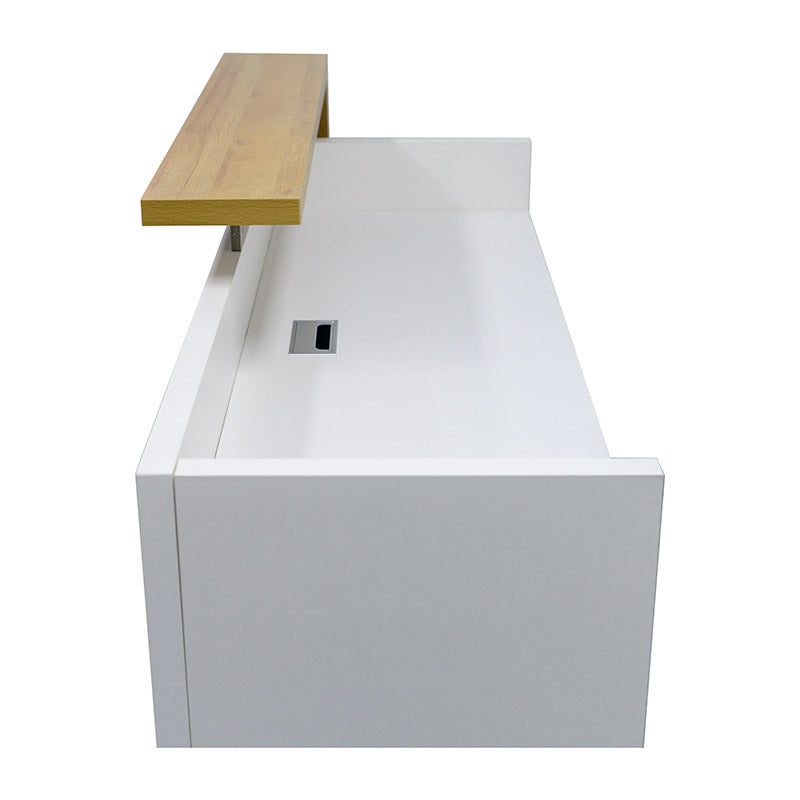 ZIVA 1.8M Left Panel Reception Desk - Modern Oak & White Office Furniture for Hotel, Clinic, and Corporate Lobby