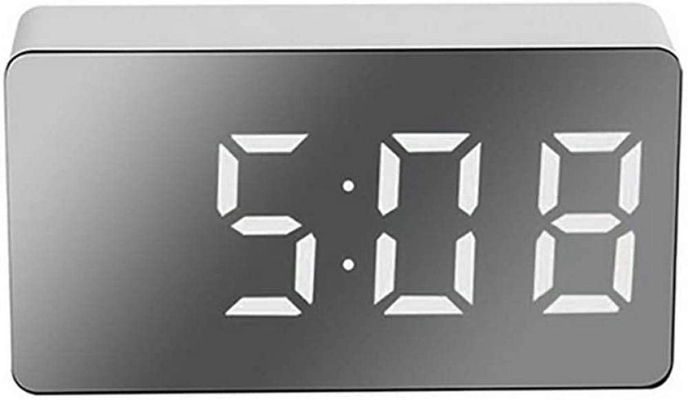 Rechargeable LED Digital Alarm Clock with Temperature Display, Snooze, Adjustable Volume & Brightness - 2 Alarms & 13 Music Options (Green/Pink) - Perfect for Bedside, Office, Travel & Gift Giving