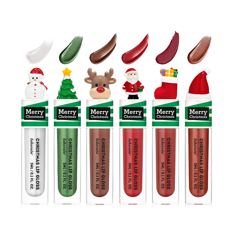 LAKERAIN Christmas Lip Gloss Set - 6 Pack Shimmer Lip Gloss for Holiday Parties, Gifts & Festive Makeup Looks