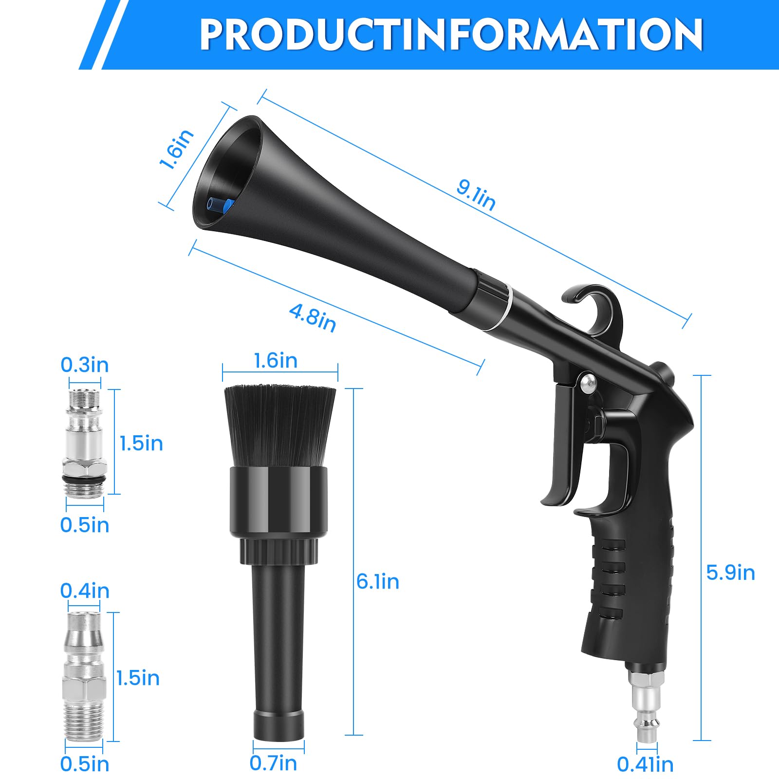 High Pressure Car Cleaning Gun - Powerful Air Blow Gun for Auto Detailing, Quickly Clean & Dry Vehicles, Wheels & Interior | Perfect for Car Wash, Motorcycle Cleaning & RV Maintenance