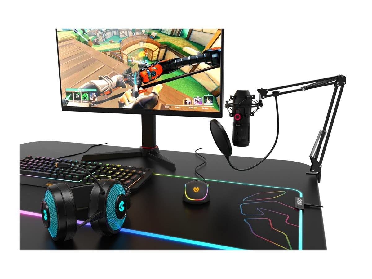 KROM Kit Microfono Streaming KAPSULE -NXKROMKPSL- Unidirectional Microphone with Dual Capsule Condensers, 3.5mm Audio, Shock Mount & Pop Filter - Perfect for Podcasting, Gaming & Live Streaming (Black)
