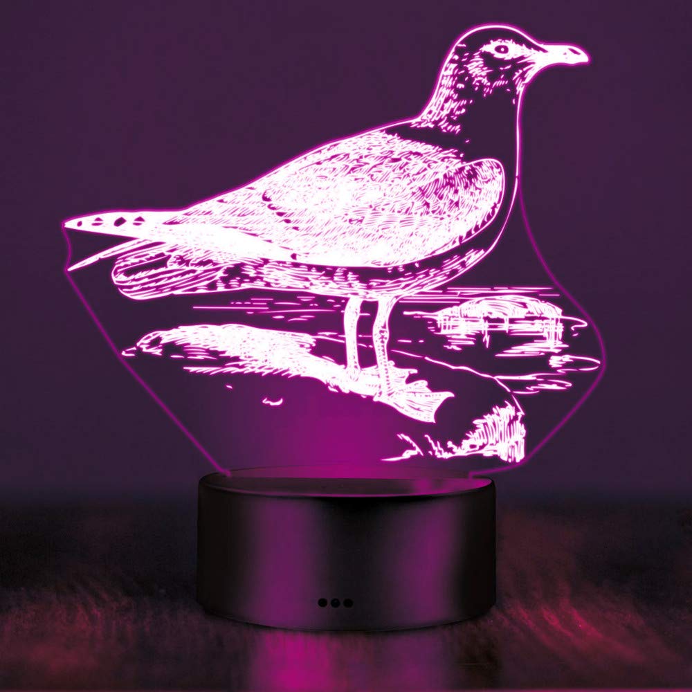 3D LED Dove Night Light with Touch Switch - 7 Color Changing Table Lamp for Home Decor, Optical Illusion Desk Light for Christmas, Birthday, Kids Room, Nursery, Romantic Gifts (Perfect for Bedroom, Living Room, Office)