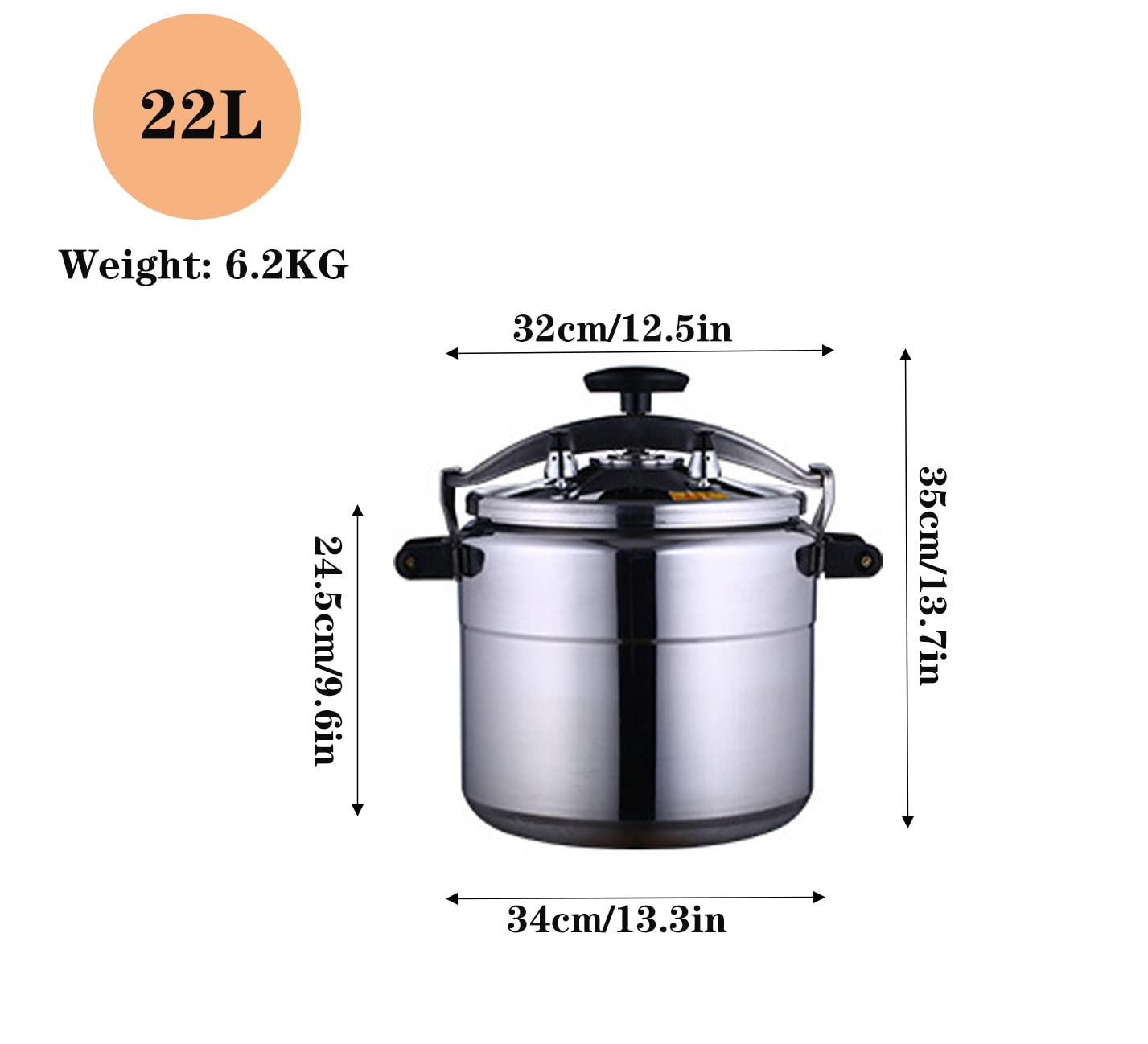 22 Quart Large Pressure Cooker - Aluminum Alloy Pressure Canner with Safety Lock & Explosion-Proof Design - Works on Gas Stove & Open Flame - Perfect for Canning, Steaming & Batch Cooking in Commercial Kitchens or Large Families