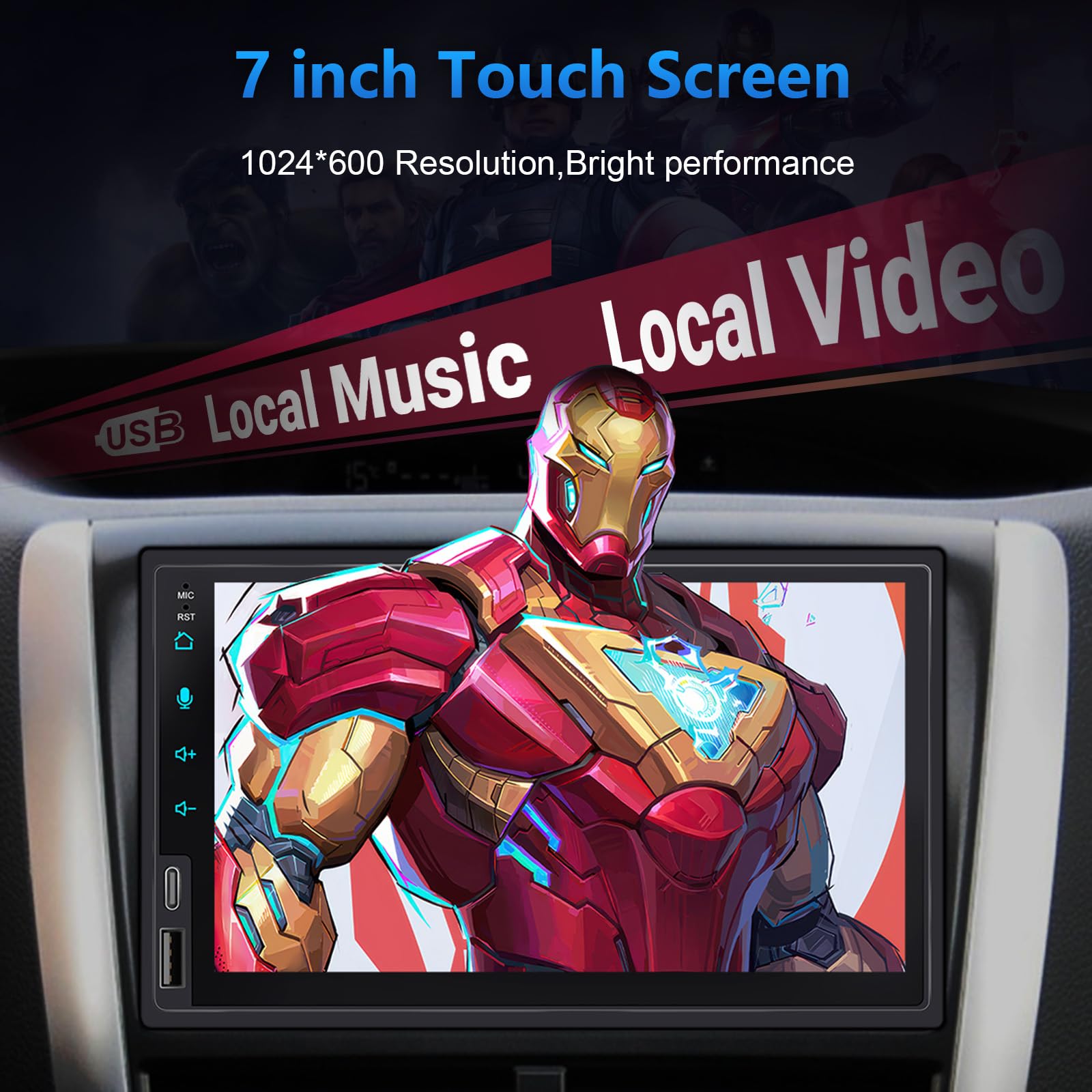 7 Inch Double Din Touchscreen Car Stereo with Wireless CarPlay & Android Auto, Bluetooth, Rearview Camera, Fast Charging - Perfect for Seamless Connectivity & Entertainment in Your Car