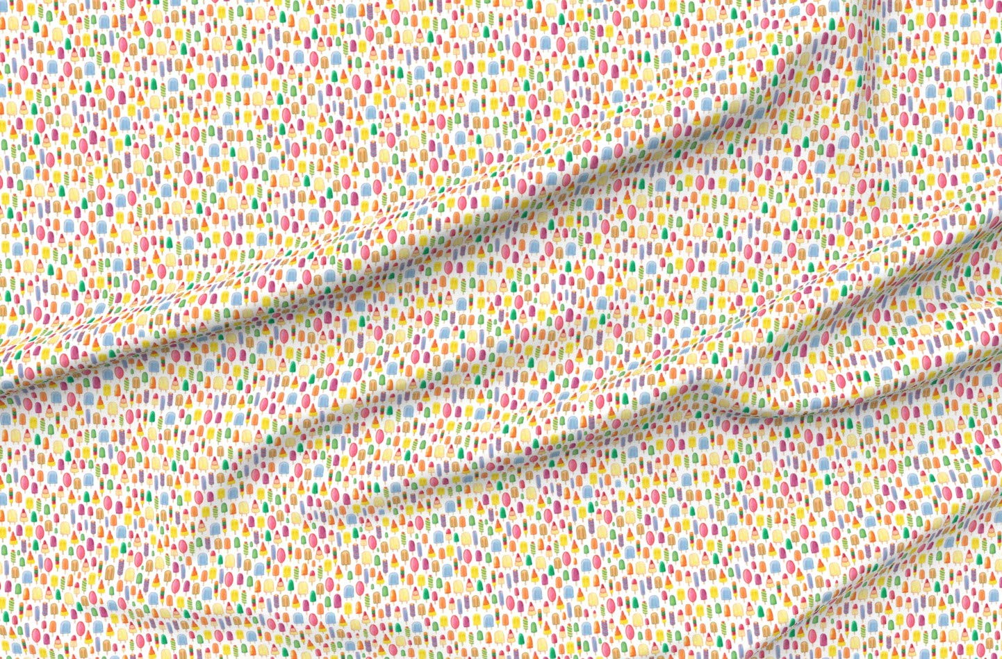 Ice Summer Cream Kids Printed Satin Fabric by The Yard - Soft & Durable for Sewing, Lining, Apparel, Fashion, Blankets & Home Decor - Perfect for DIY Kids Clothing, Nursery Decor & Summer Crafts