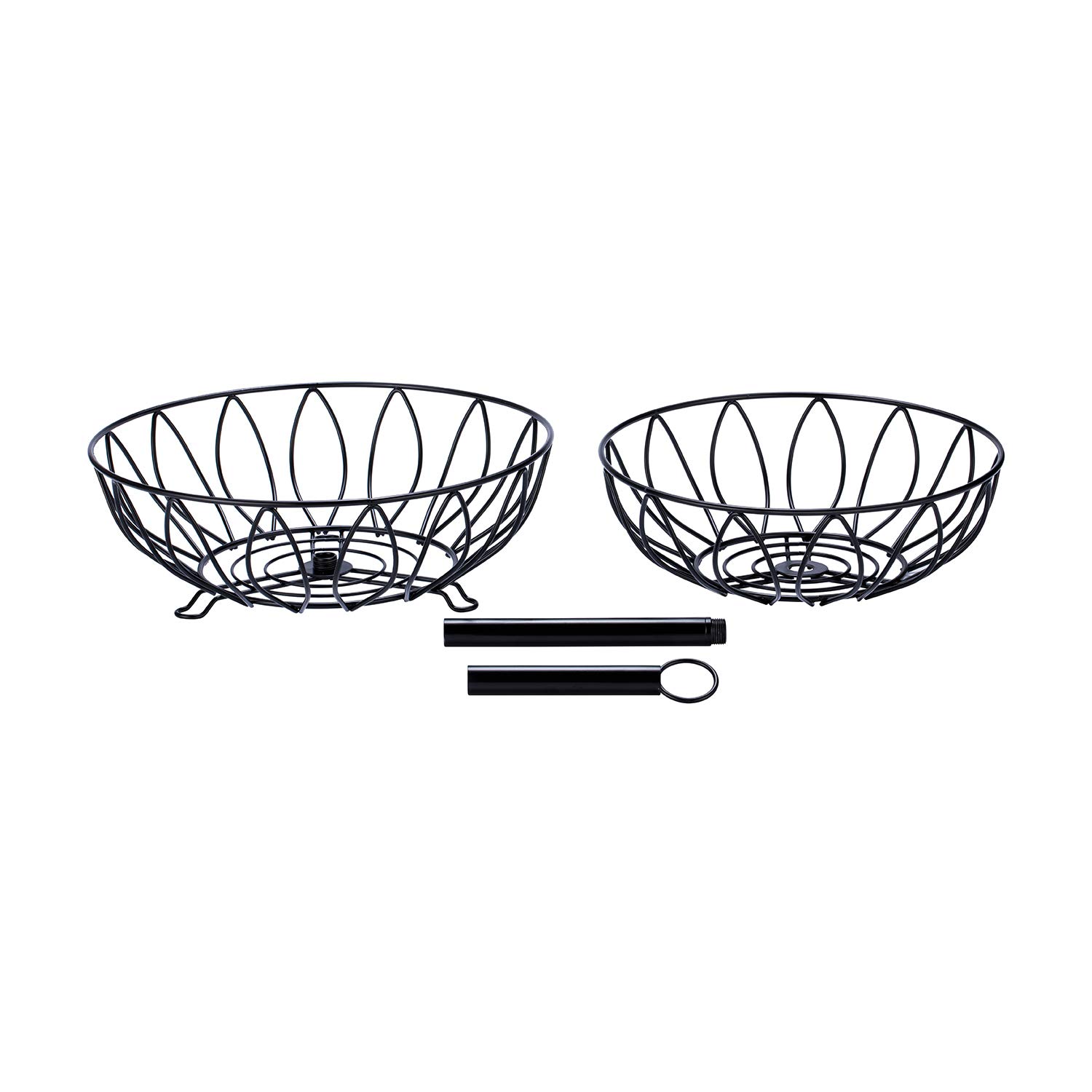2-Tier Black Metal Cast Iron Fruit & Vegetable Basket - Countertop Storage Stand for Kitchen, Dining Room, or Pantry Organization | Perfect for Displaying Fresh Produce, Snacks, or Decor