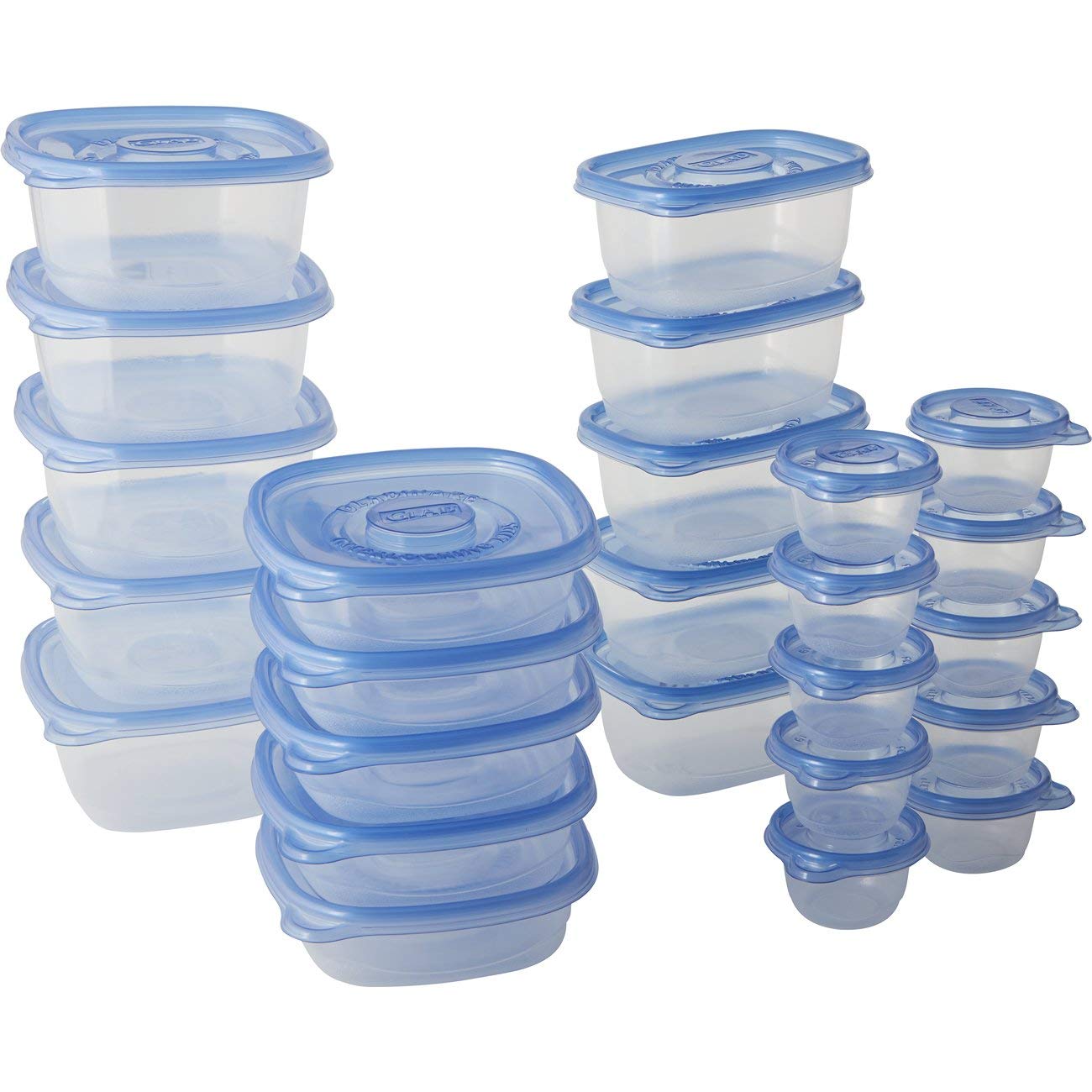 Glad Food Storage Containers - 25-Piece Variety Pack with 50 Lids - Airtight Kitchen Storage for Meal Prep, Leftovers & Organization | BPA-Free Plastic Containers for Refrigerator & Freezer