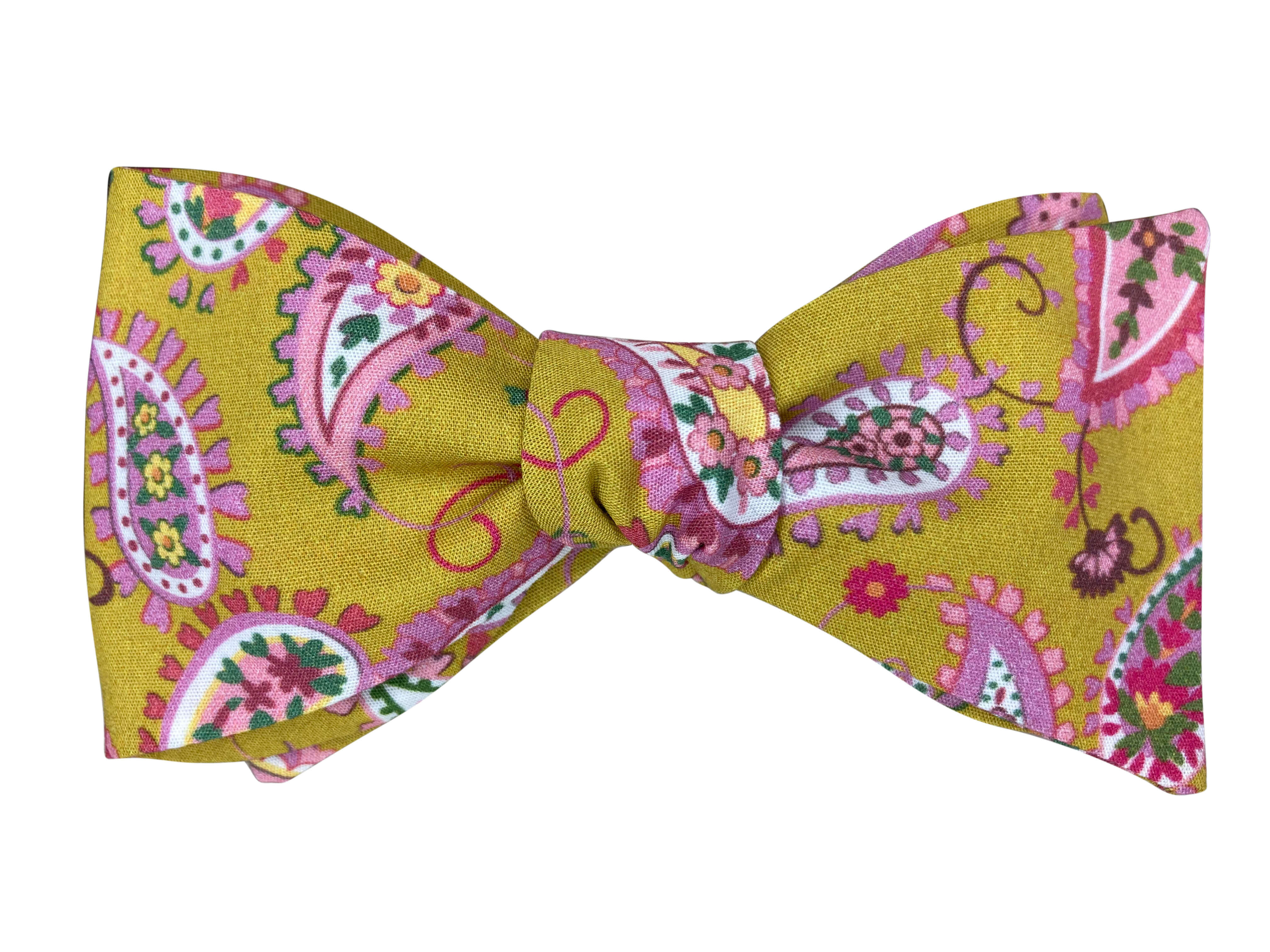 Stylish Green and Pink Paisley Self-Tie Bow Tie for Men - Perfect for Weddings, Parties & Formal Events
