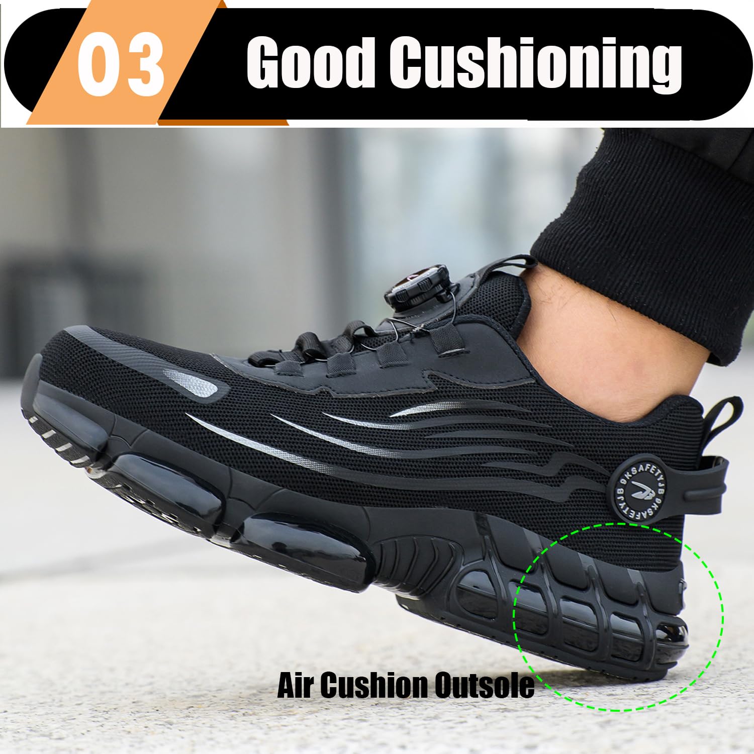 TimGross Men's Steel Toe Work Sneakers - Lightweight Slip-On Safety Shoes for Construction, Non-Slip & Durable - Perfect for Warehouse, Factory & Outdoor Work