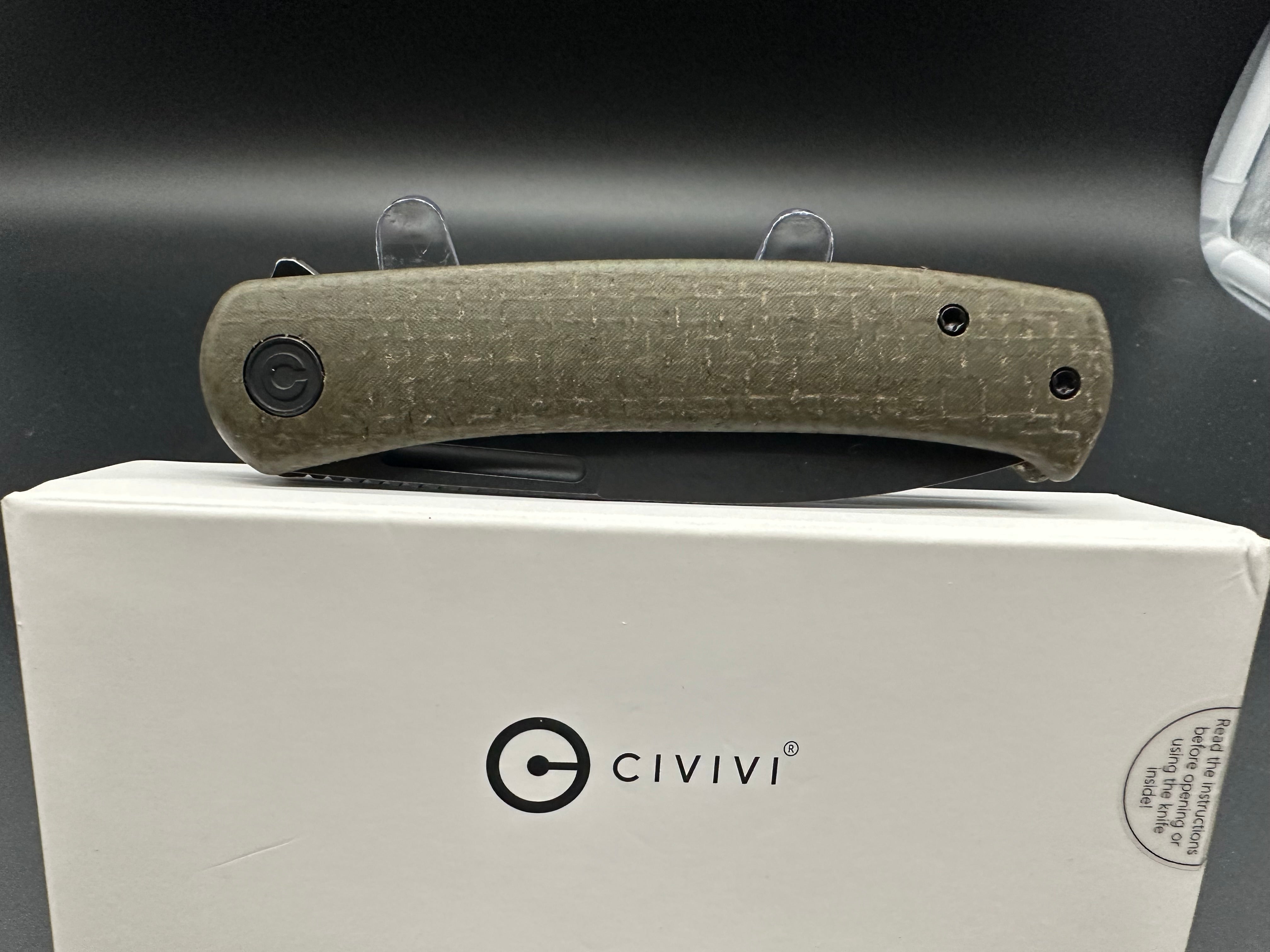 CIVIVI CAETUS Folding Knife - Green Burlap Micarta Handle, 14C28N Steel Spear Point Blade - EDC Pocket Knife for Outdoor, Camping, and Everyday Carry