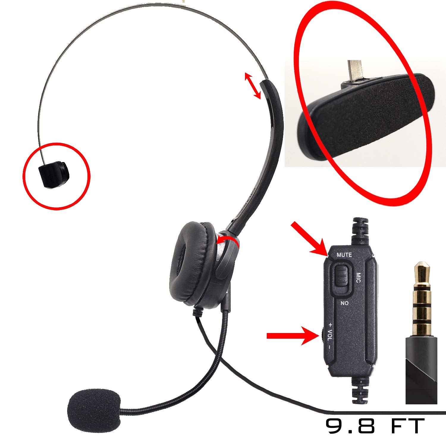 Premium Over-Ear Gaming Headset with Boom Mic - Noise Cancelling Foam Cushions, Adjustable Volume & 10ft Cable for PC, Laptop, PS4, Xbox One, Nintendo Switch - Perfect for Online Gaming, Streaming & Voice Chats