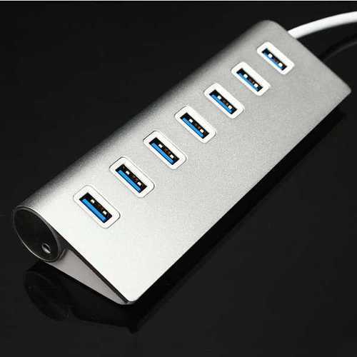 5Gbps High-Speed Aluminum USB 3.0 Hub with 7 Ports - Expand Connectivity for Laptop, PC, Gaming & Home Office Setup