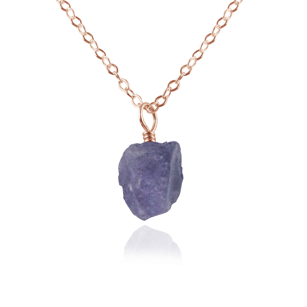 Tiny Raw Tanzanite Pendant Necklace - Genuine Tanzanite Jewelry for Women - Perfect for Everyday Wear & Special Occasions