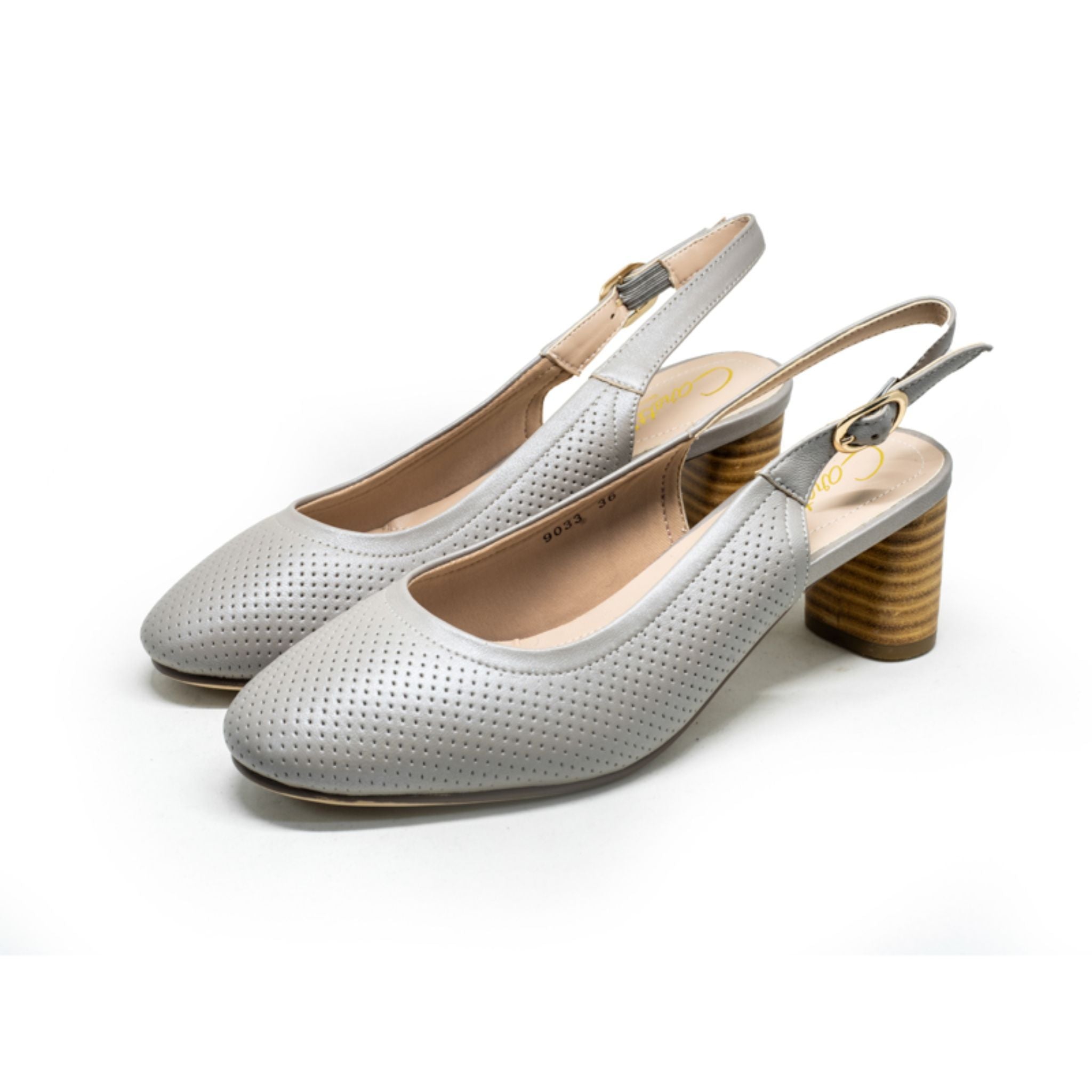 Barani Classic Leather 5cm Heeled Sandals for Women - Perforated Design Comfortable Walking Shoes (Khaki 9033) | Perfect for Summer Outfits, Beach Vacations & Casual Wear