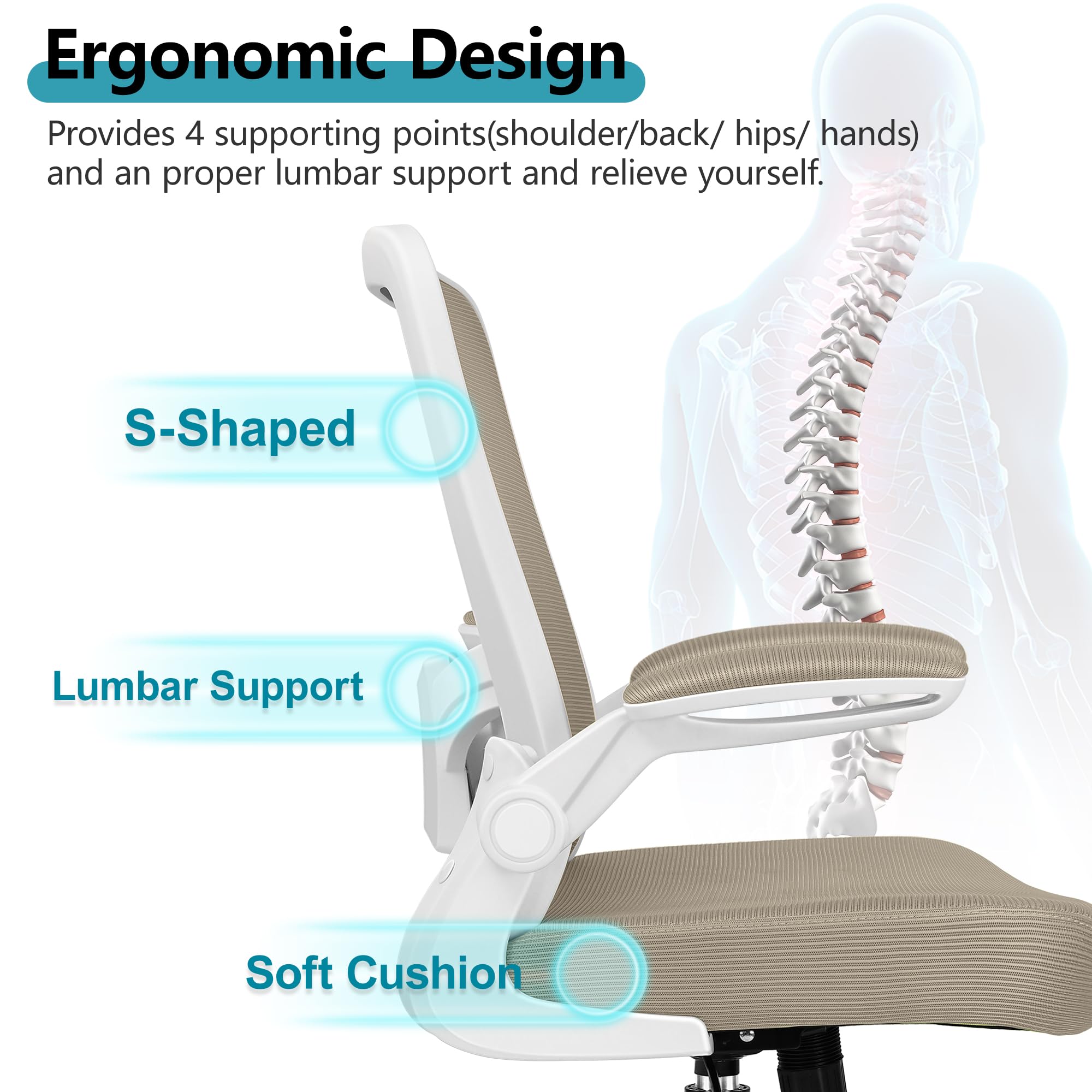 FelixKing Ergonomic Office Chair - Adjustable High Back Mesh Desk Chair with Lumbar Support & Flip-Up Armrests - Comfortable Rolling Swivel Computer Task Chair for Home Office, Gaming, and Workspace