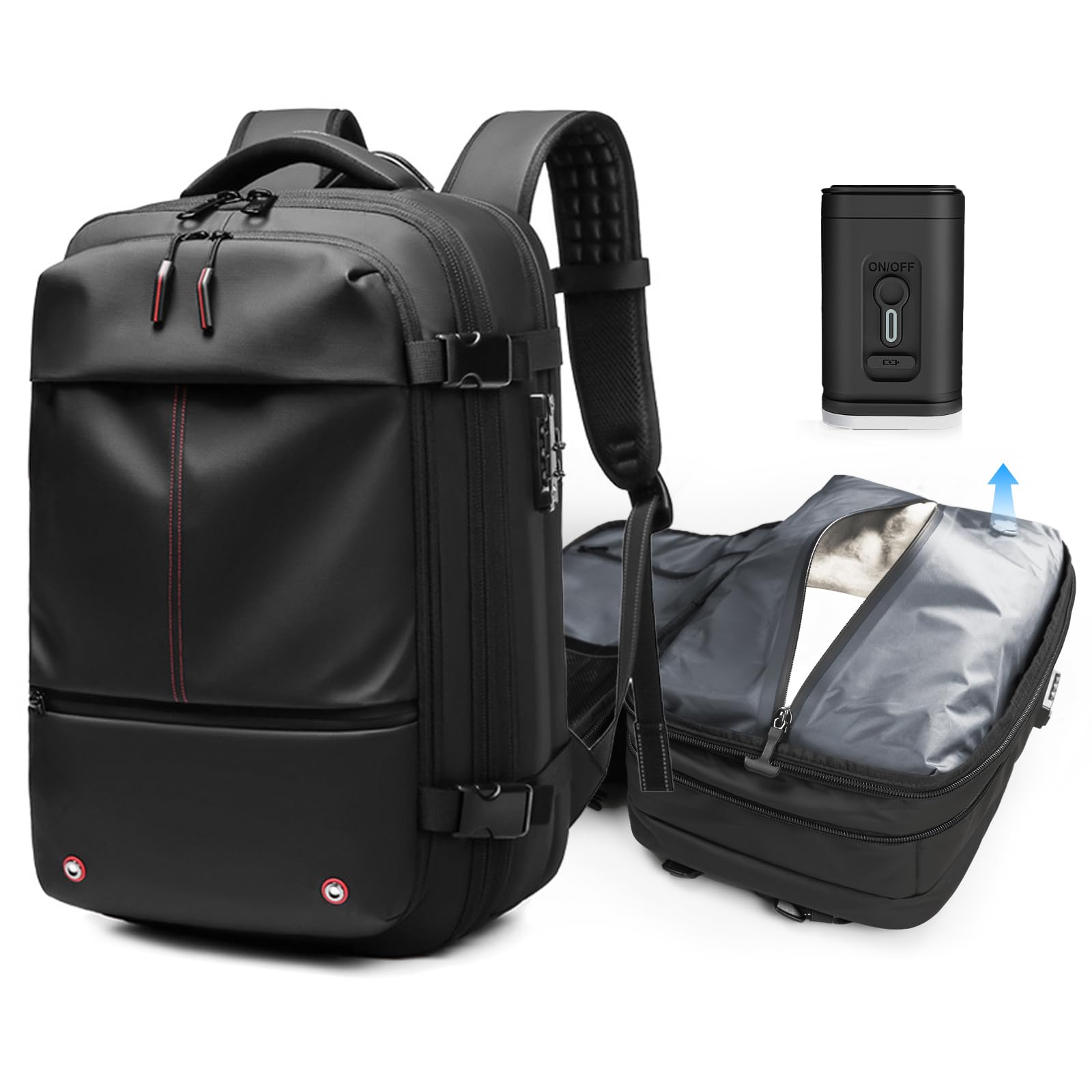Kuvictewl Airback Vacpack 60L Expandable Vacuum Compression Travel Backpack with Electric Air Pump - Portable Vacuum Sealed Packing Bag for Camping, Hiking & Business Trips