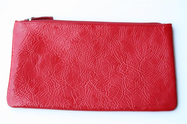 Large Zip Pouch Patent Red - Waterproof Travel Organizer for Makeup, Electronics & Essentials | Perfect for Travel, Gym & Daily Use