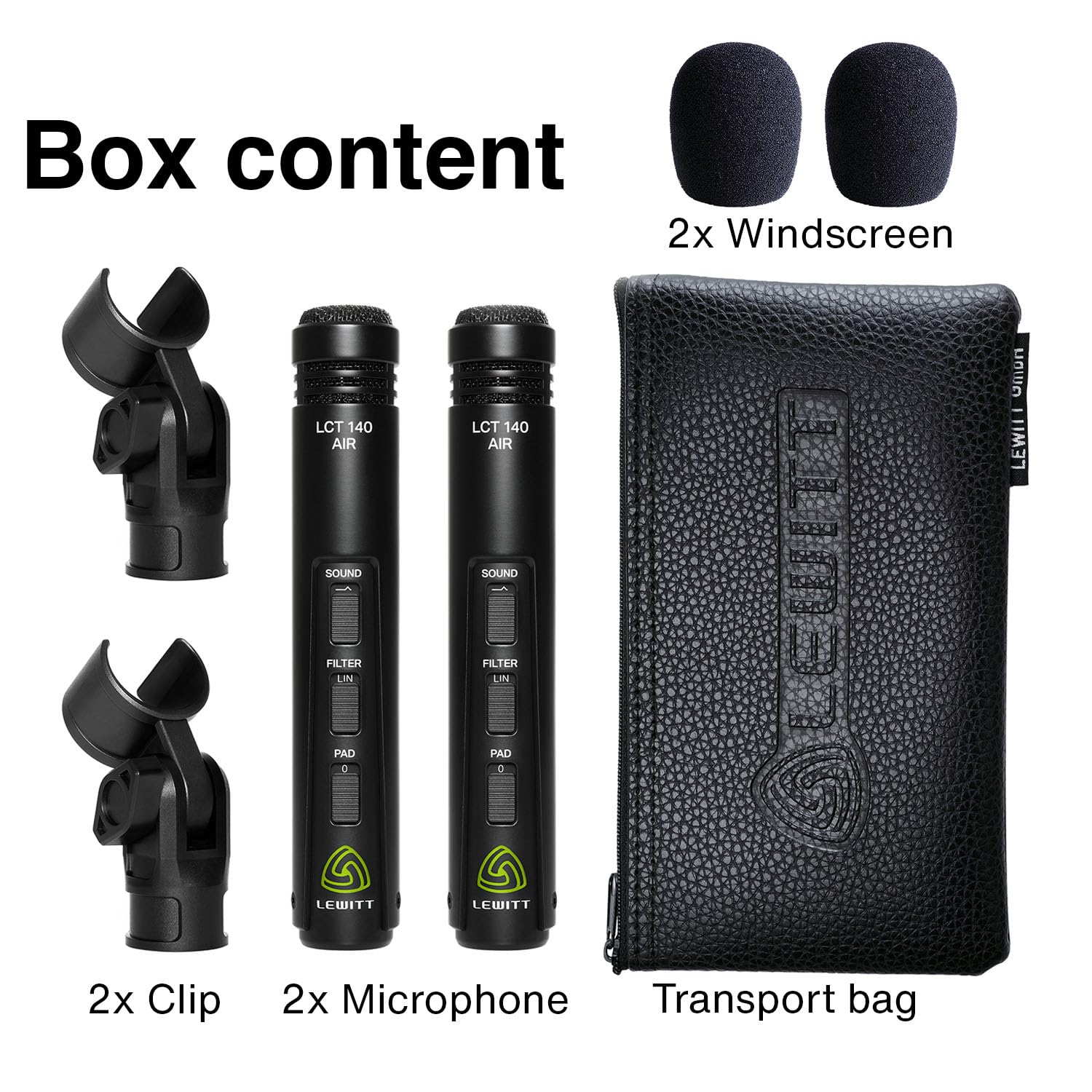 Lewitt LCT-140-AIR Professional Stereo Matched Pair XLR Condenser Microphone for Studio Recording, Podcasting & Live Streaming - Crystal Clear Audio for Vocals & Instruments