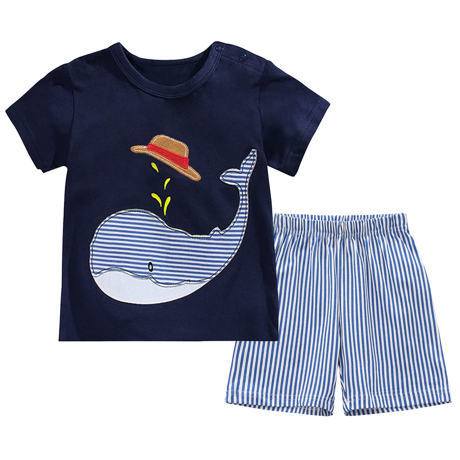Haydendear Baby Boys Short Sleeve T-Shirt and Shorts Set - Soft Cotton Summer Outfit for Toddlers 1-3 Years | Playtime, Beach & Casual Wear