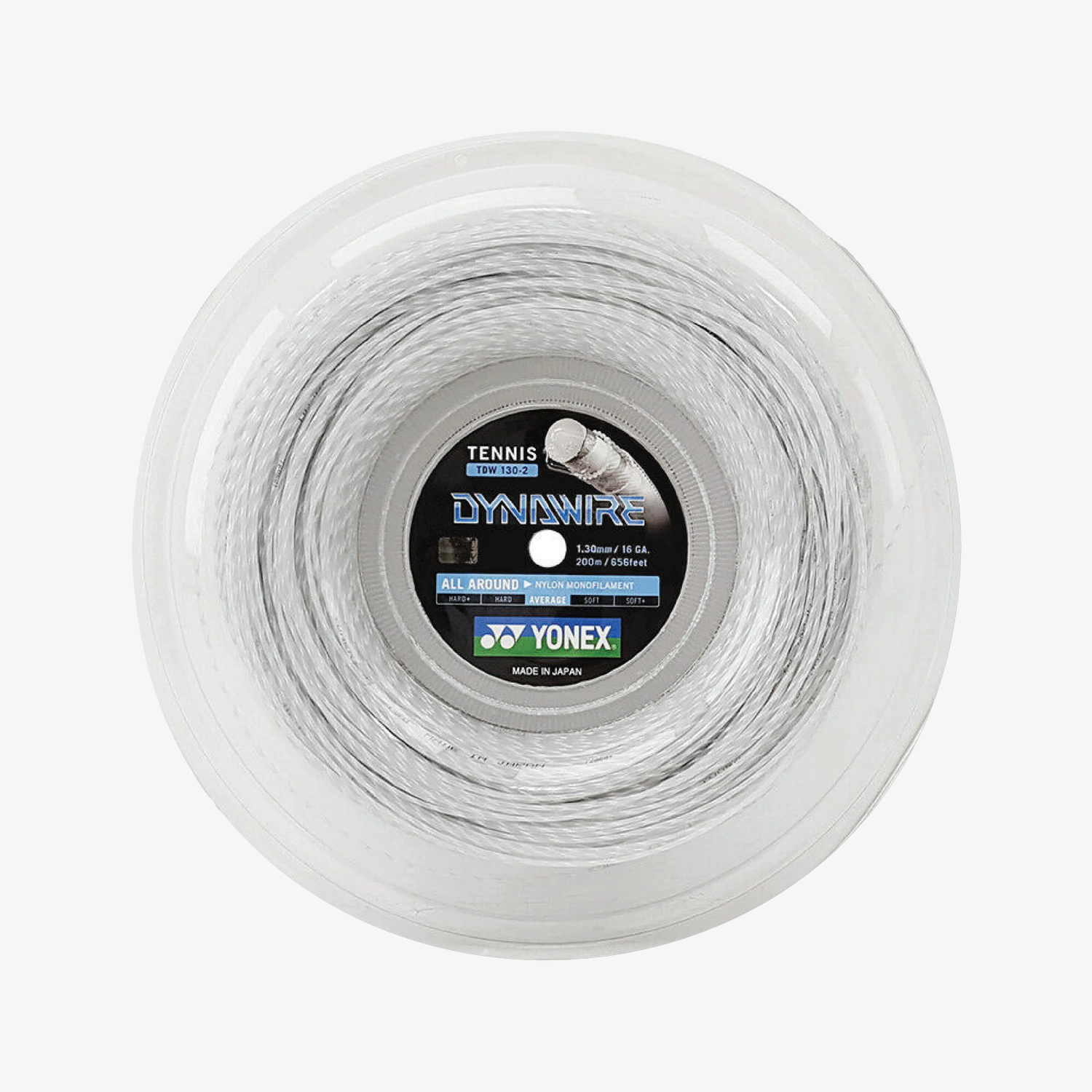 Yonex Dynawire 130/16 200m Tennis String Reel - White/Silver | Professional Tennis String for Durability & Performance | Perfect for Tournament Play & Daily Practice