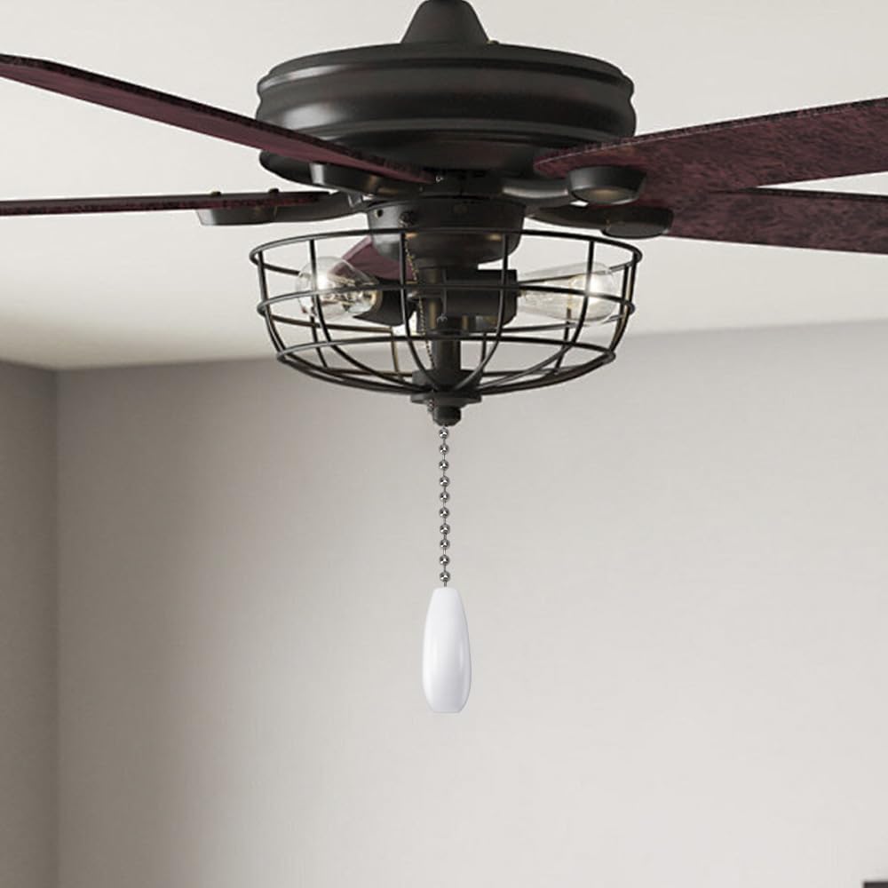 8-Piece White Wooden Ceiling Fan Pull Chain Set - 12 Inch Replacement Pull Chains for Ceiling Fans & Lights - Decorative Pull Chain Extensions - Perfect for Bedroom, Living Room, and Office Lighting Fixtures