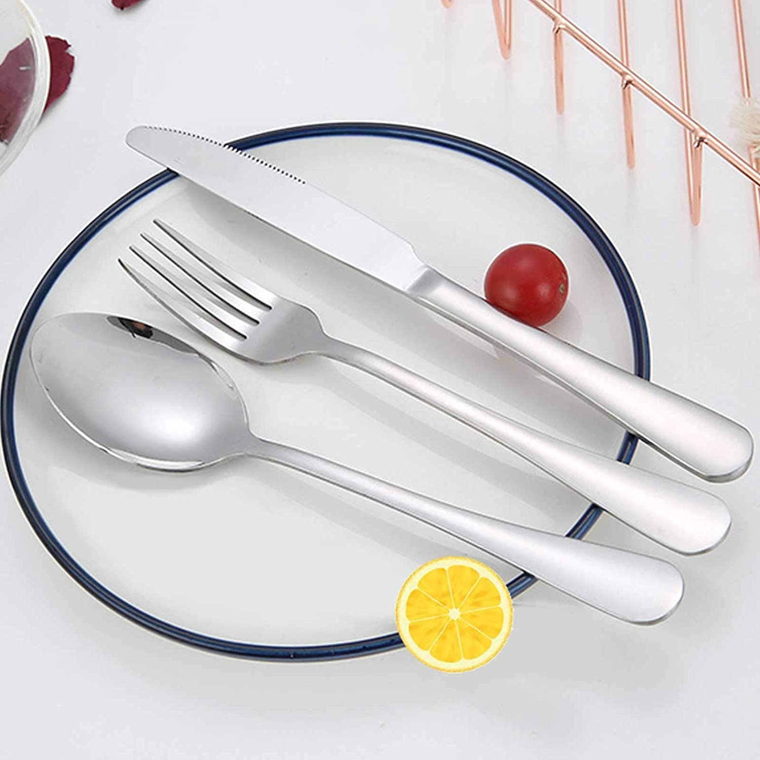 Portable Stainless Steel Utensil Set - 3-Piece Travel Flatware (Knife, Fork, Spoon) with Case | Reusable Camping & Office Silverware | Perfect for Lunch Box, Picnics, Hiking & Outdoor Adventures (Silver)
