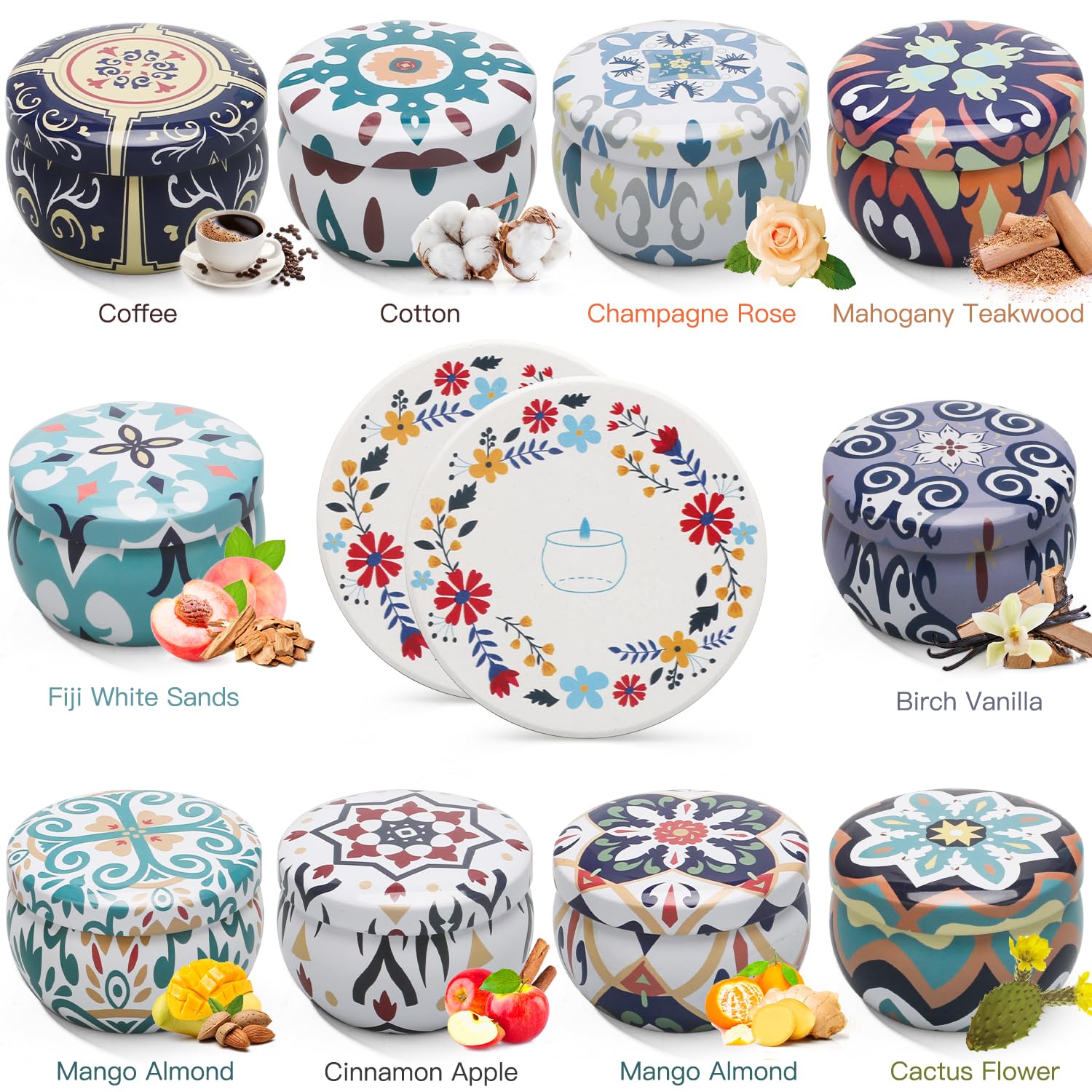 10-Pack Scented Candles for Women - 25oz Long-Lasting Home Fragrance with 2 Decorative Trays - Perfect for Christmas, Birthdays & Special Occasions - Ideal for Relaxation, Aromatherapy & Home Decor