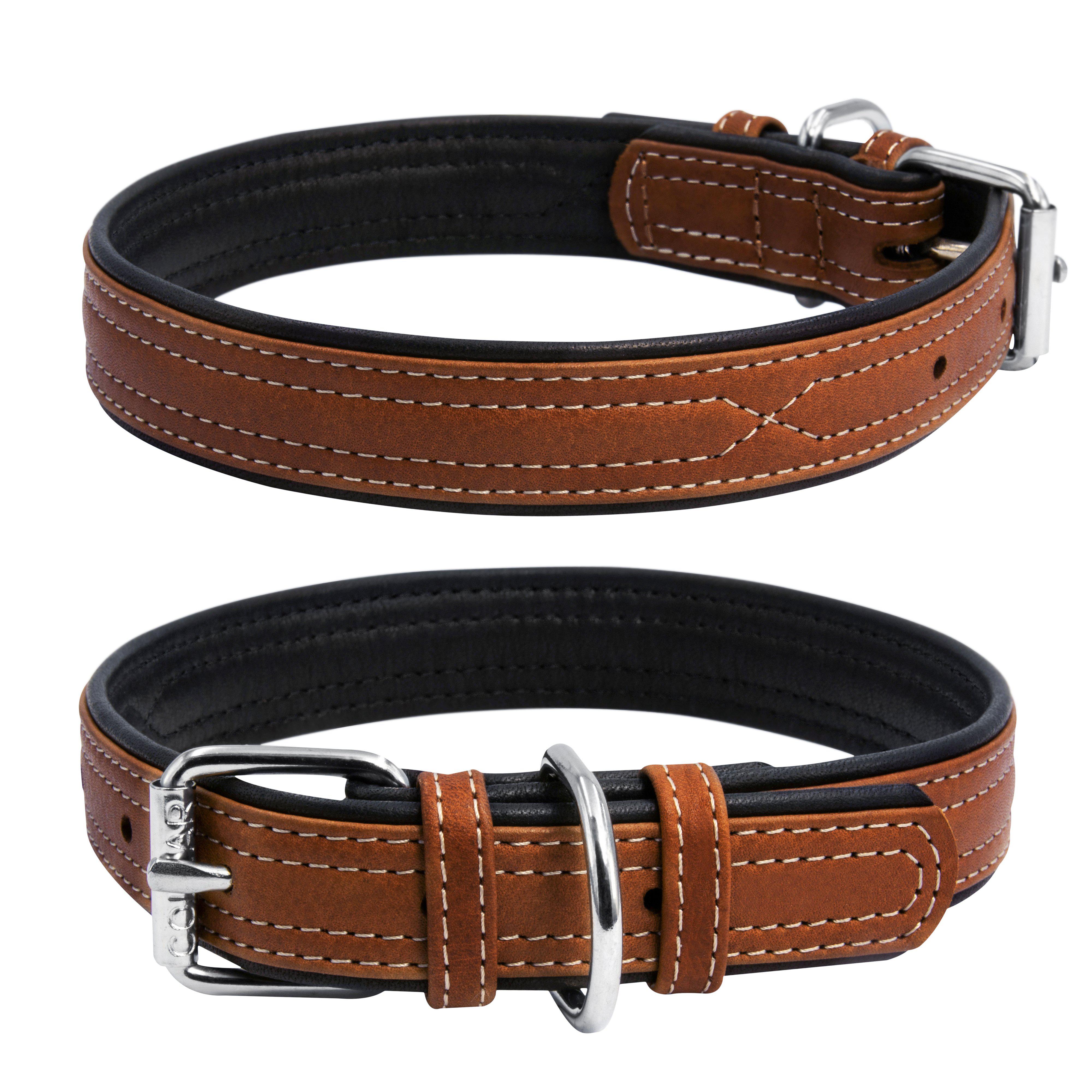 Premium Genuine Leather Dog Collar for Medium Dogs - Adjustable & Durable Pet Collar with Metal Buckle, Brown - Perfect for Daily Walks, Training & Outdoor Adventures