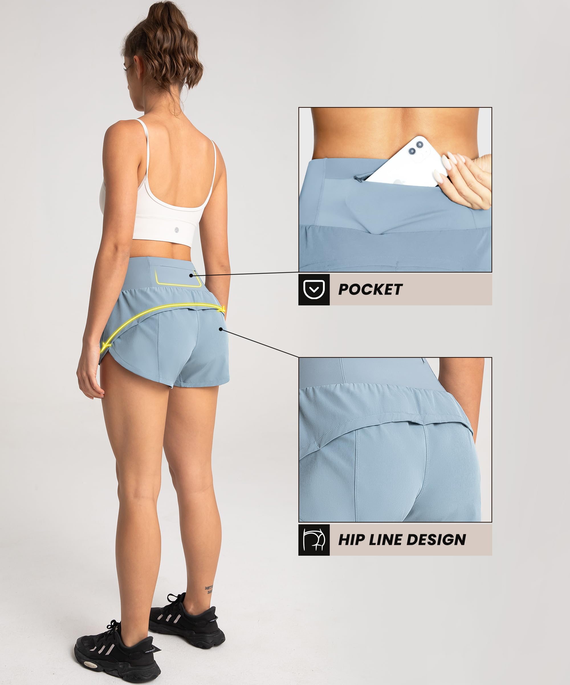 High Waisted Athletic Shorts for Women - Quick Dry Workout Running Shorts with Mesh Liner & Zipper Pockets | Yoga, Gym, Jogging & Outdoor Sports