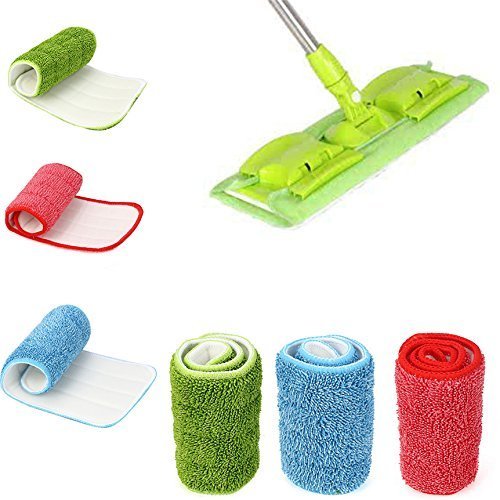 ALMURAT Microfiber Spray Mop Pads - Washable & Reusable Replacement Heads (3-Pack, Multicolor) for Hardwood Floors & Tile Cleaning - Perfect for Kitchen, Bathroom & Home Maintenance