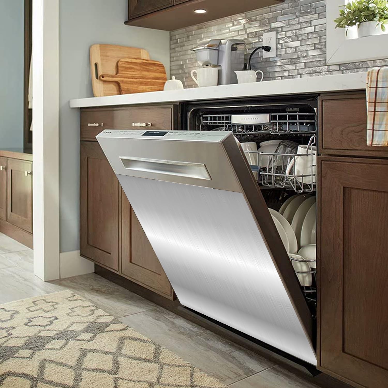 Stainless Steel Magnetic Dishwasher Cover 23