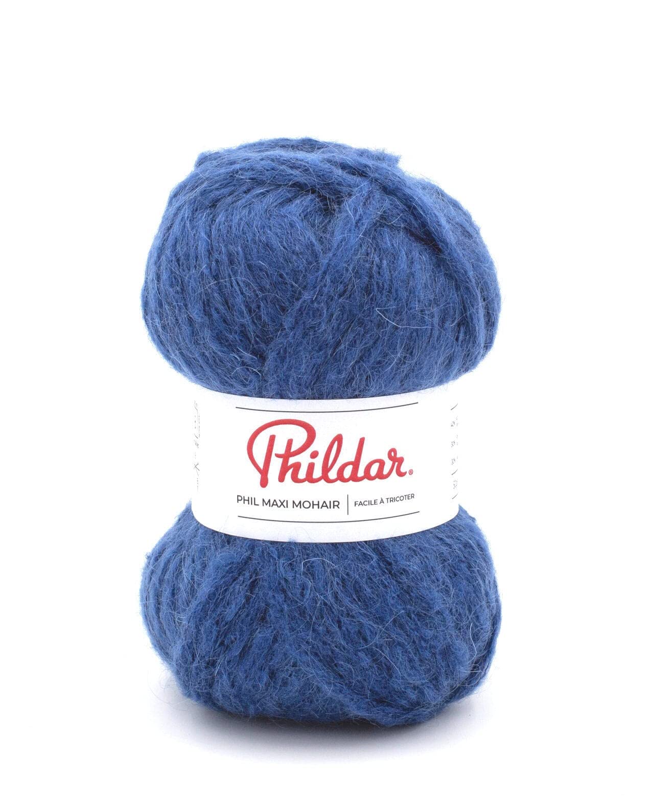 Chunky Mohair Blend Knitting Yarn - Bulky Weight Phildar Maxi Mohair (AMIRAL) for Cozy Sweaters, Scarves & Winter Accessories