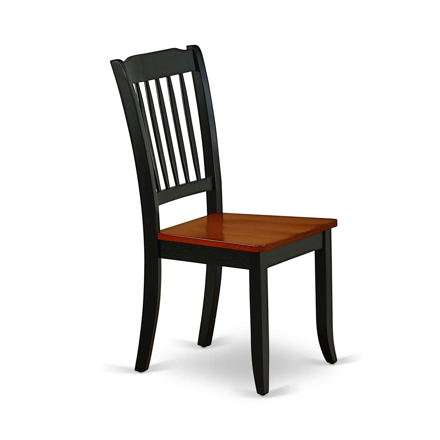 East West Furniture DAC-BCH-W Danbury Dining Room Chairs - Set of 2 Solid Wood Slat Back Chairs in Black & Cherry - Perfect for Kitchen, Dining Room, and Home Decor