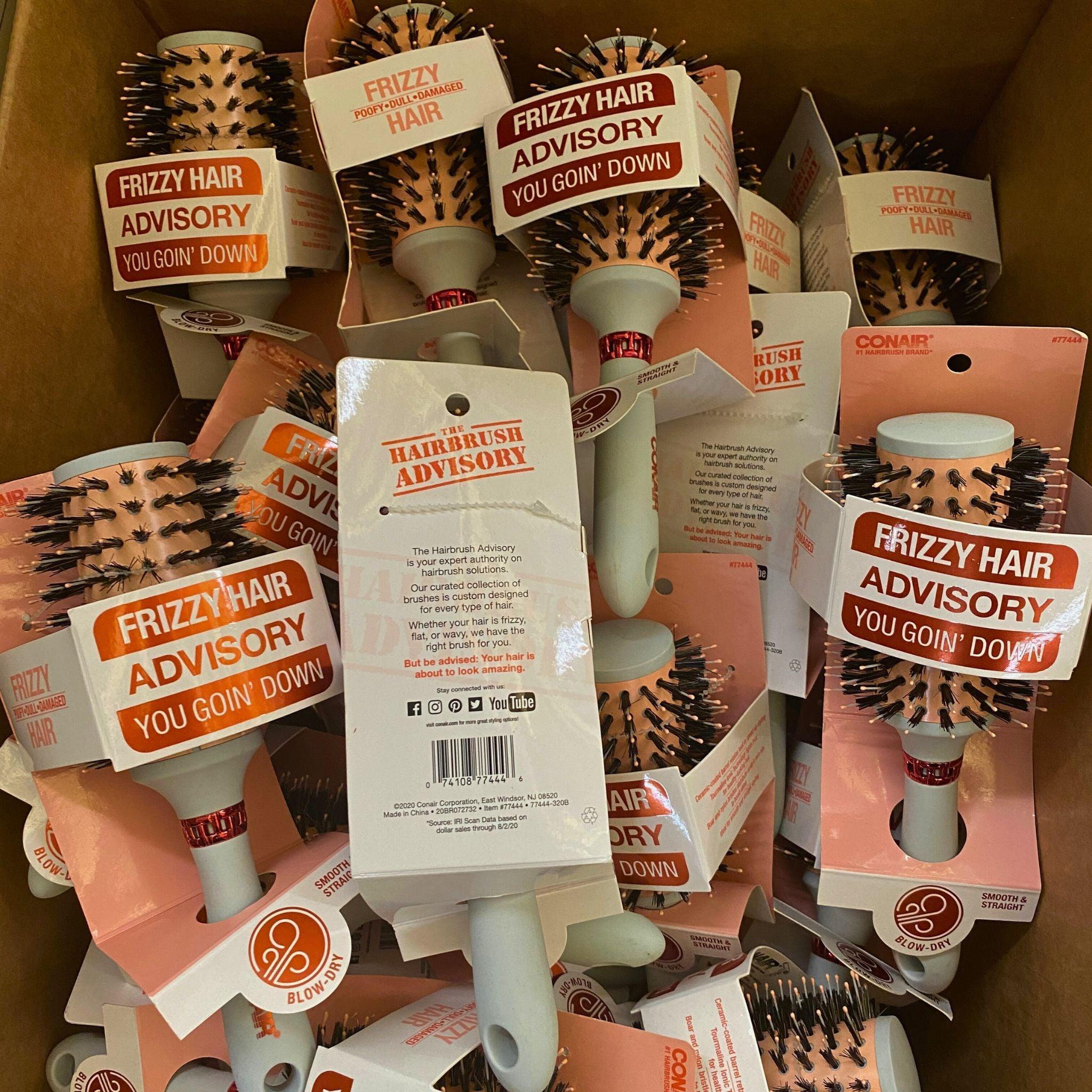 Conair Frizzy Hair Advisory You Goin Smooth & Straight Blow Dry Brush - 75 Pcs Lot for Salon-Quality Styling at Home, Travel & Daily Hair Care